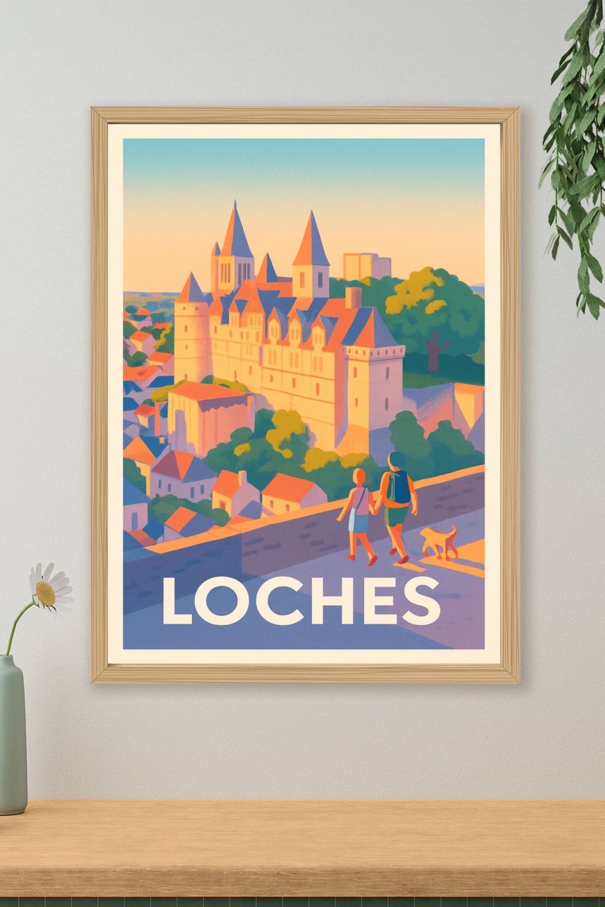 Affiche Loches — Promenade ensoleillée dans la cité médiévale · poster d'art de Loches