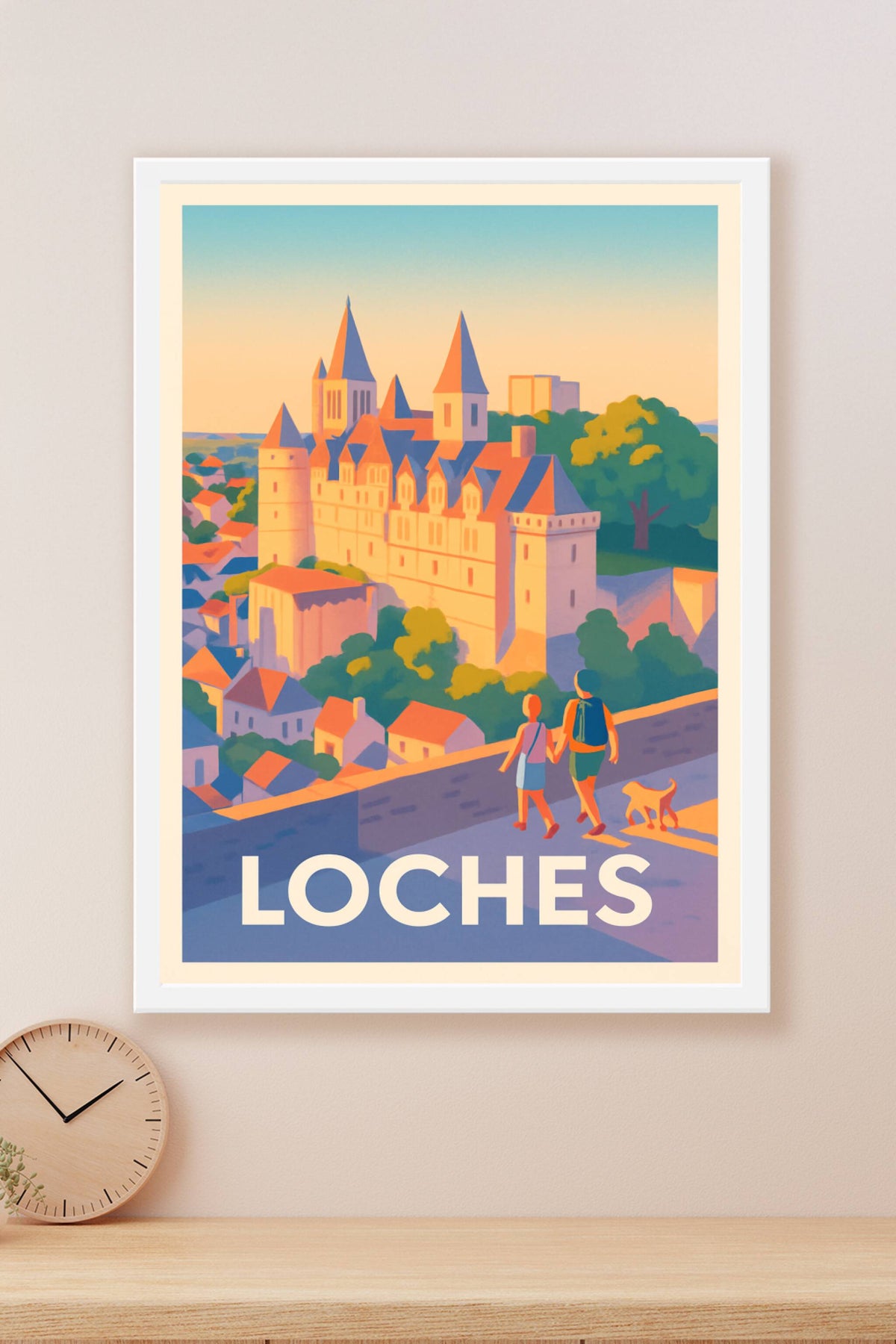 Affiche Loches — Promenade ensoleillée dans la cité médiévale · poster d'art de Loches