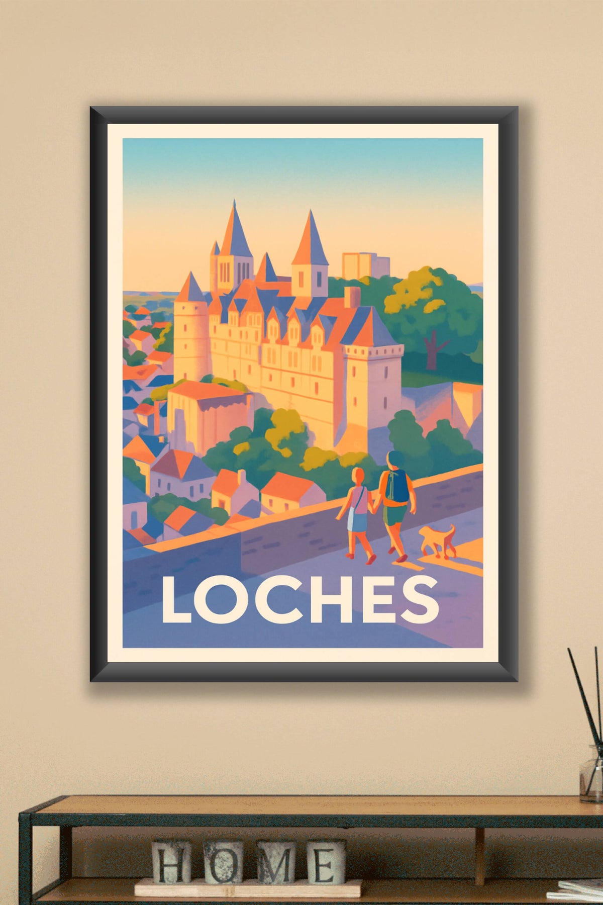 Affiche Loches — Promenade ensoleillée dans la cité médiévale · poster d'art de Loches