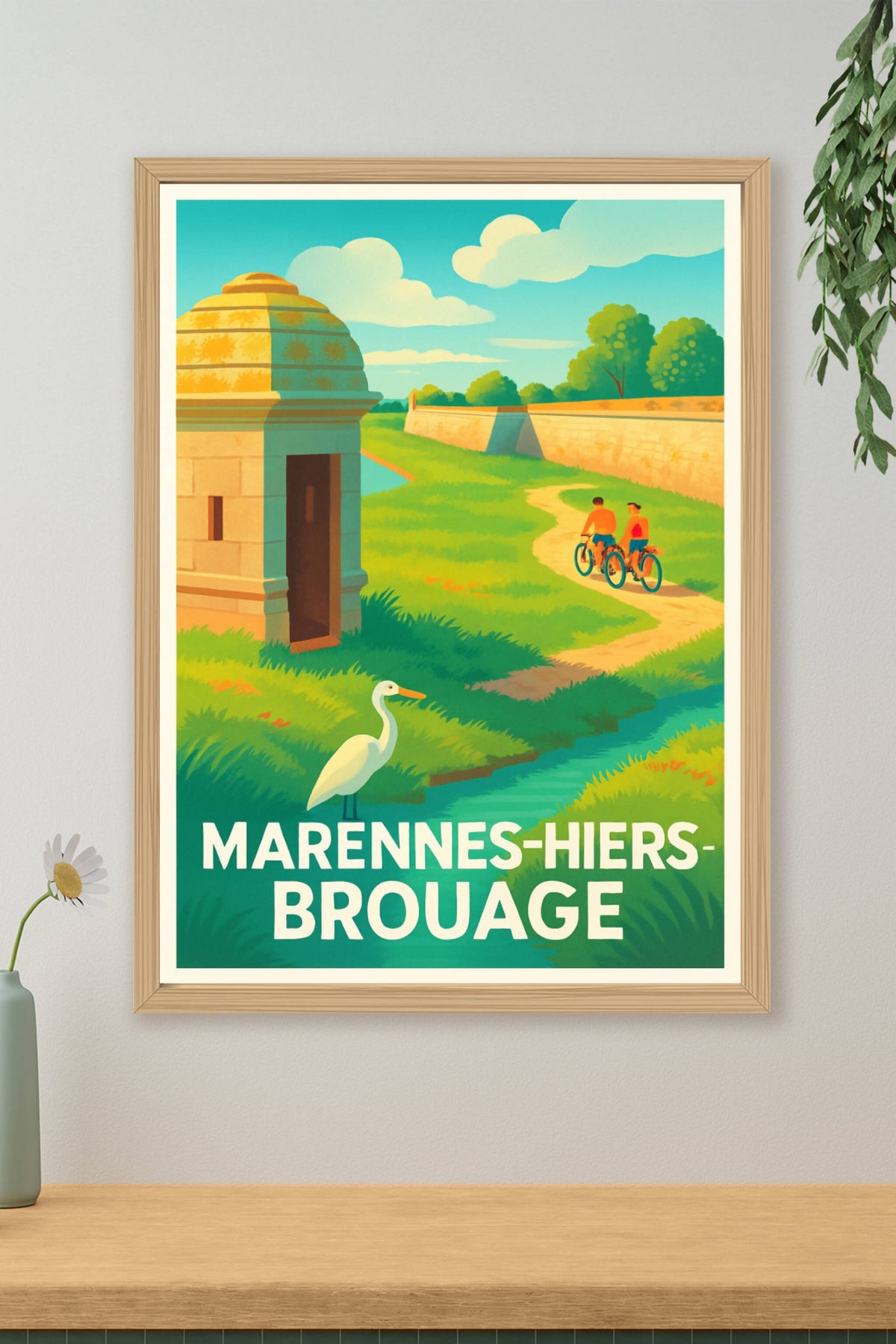 Affiche Marennes-Hiers-Brouage — Nature et patrimoine à vélo · poster d'art de Marennes-Hiers-Brouage