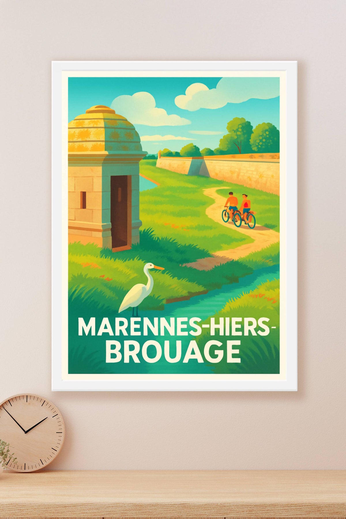 Affiche Marennes-Hiers-Brouage — Nature et patrimoine à vélo · poster d'art de Marennes-Hiers-Brouage