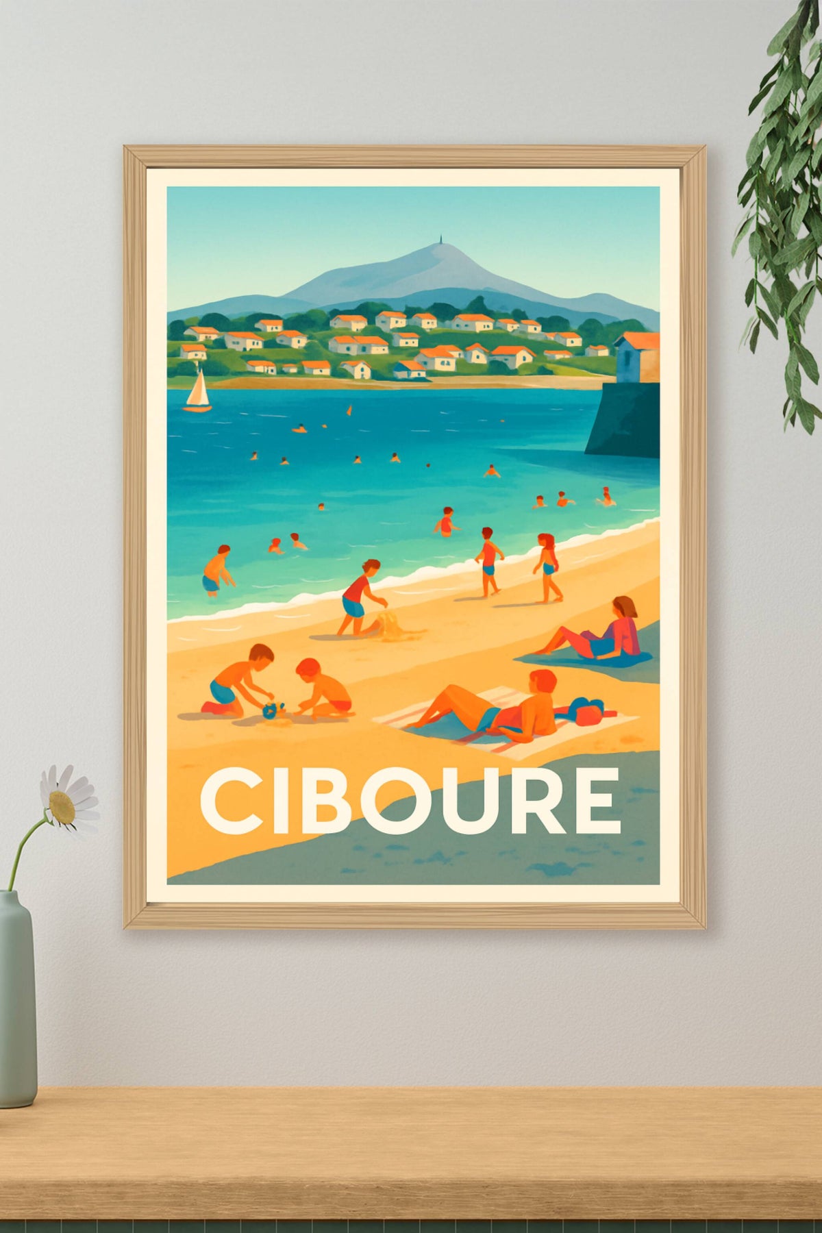 Affiche Ciboure — L'été ensoleillé sur la plage basque · poster d'art de Ciboure