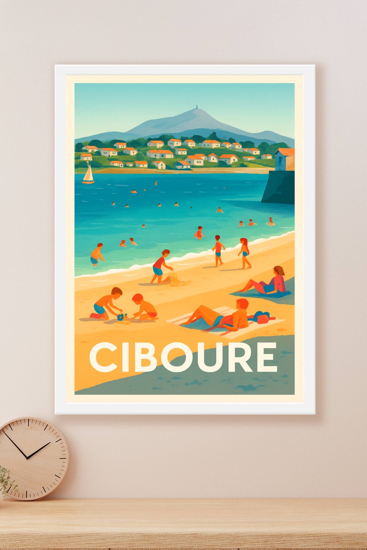 Affiche Ciboure — L'été ensoleillé sur la plage basque · poster d'art de Ciboure