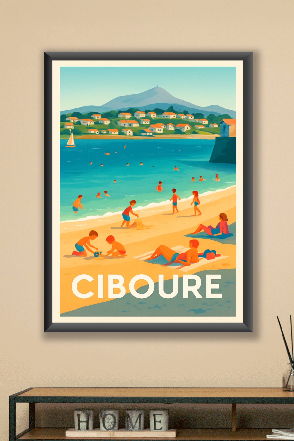 Affiche Ciboure — L'été ensoleillé sur la plage basque · poster d'art de Ciboure