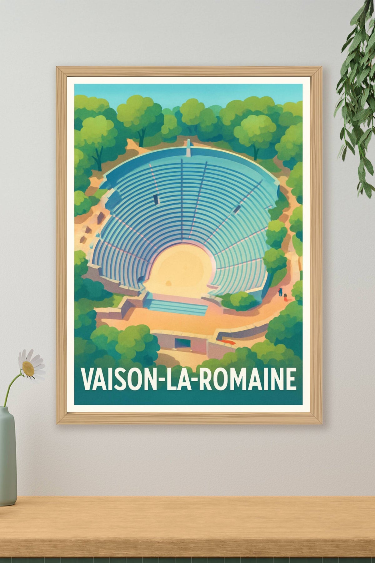 Affiche Vaison-la-Romaine — L'amphithéâtre antique au cœur de la nature · poster d'art de Vaison-la-Romaine