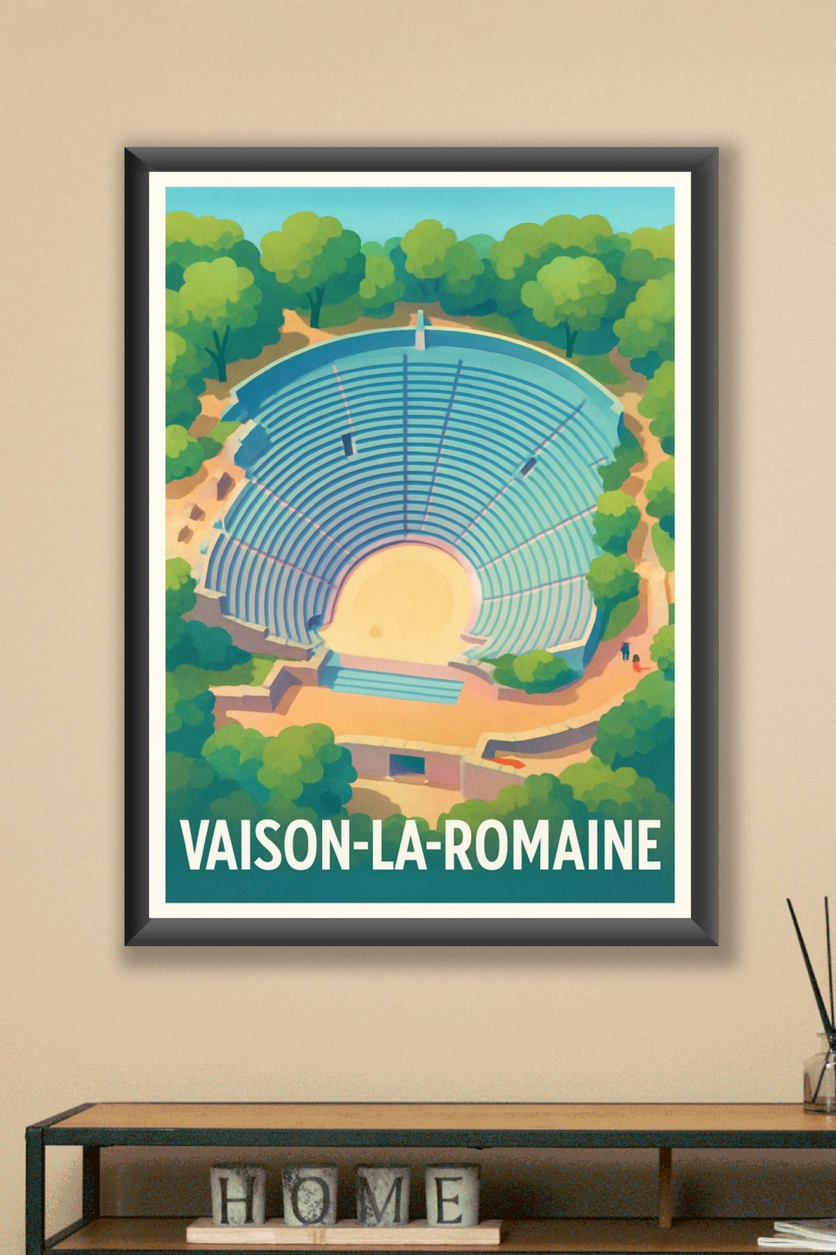 Affiche Vaison-la-Romaine — L'amphithéâtre antique au cœur de la nature · poster d'art de Vaison-la-Romaine