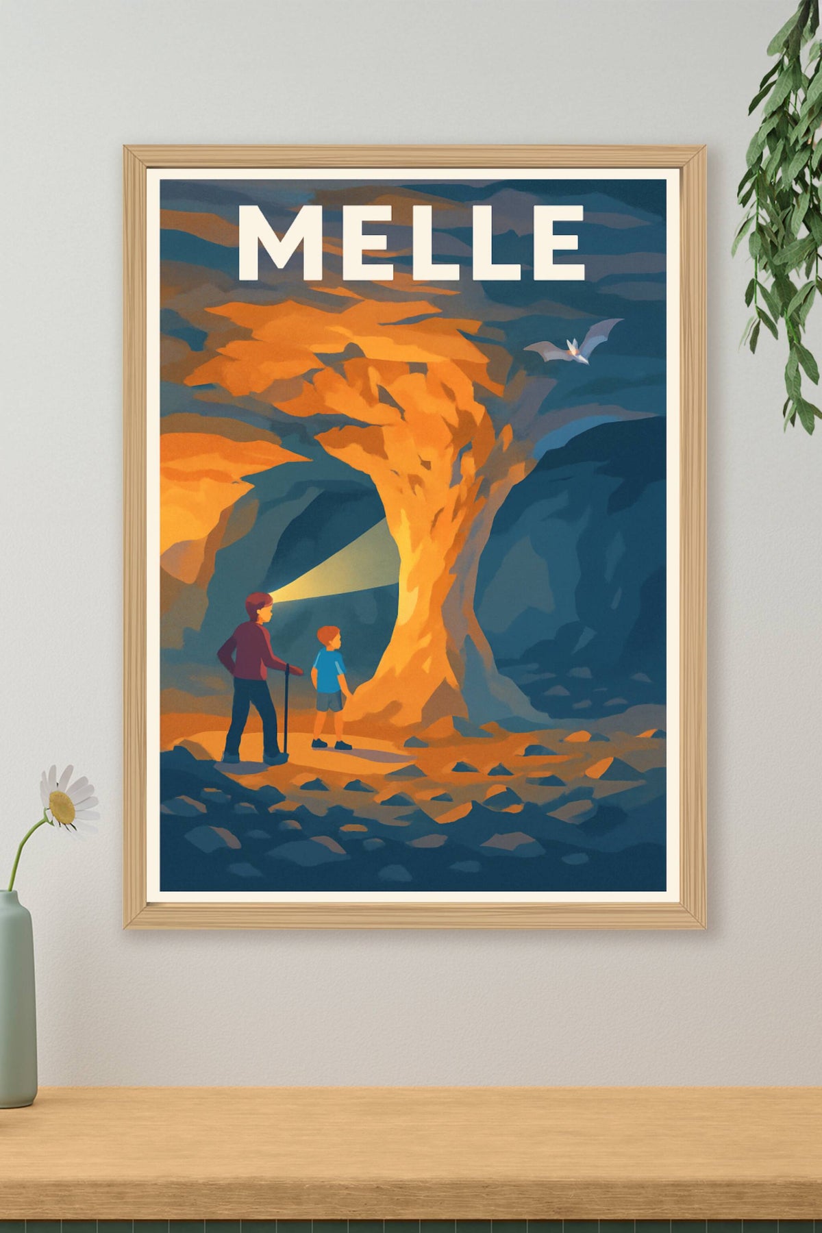 Affiche Melle — Exploration lumineuse de la grotte · poster d'art de Melle