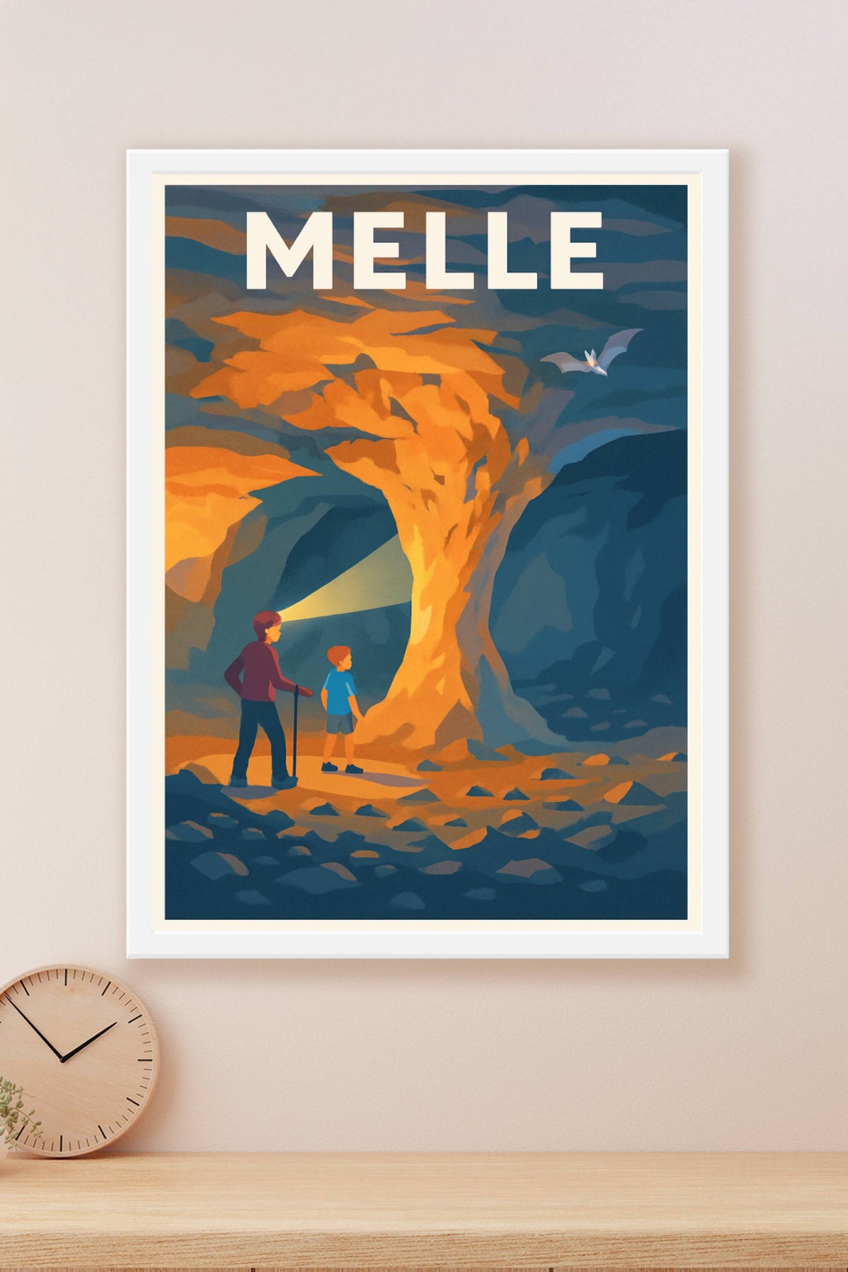 Affiche Melle — Exploration lumineuse de la grotte · poster d'art de Melle