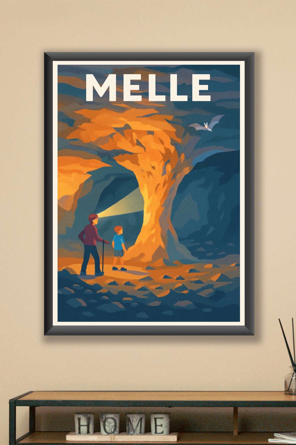 Affiche Melle — Exploration lumineuse de la grotte · poster d'art de Melle