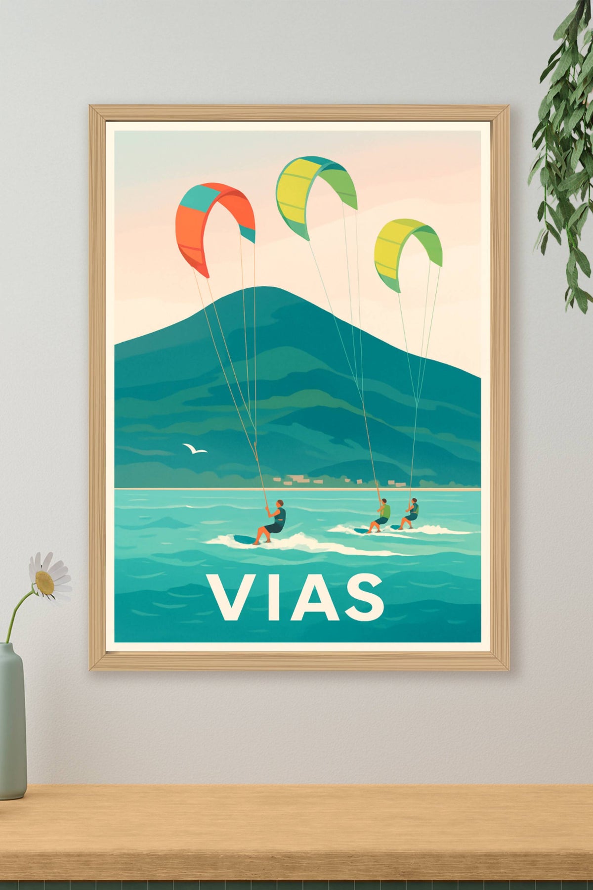 Affiche Vias — Les sensations du kitesurf au bord de la mer · poster d'art de Vias