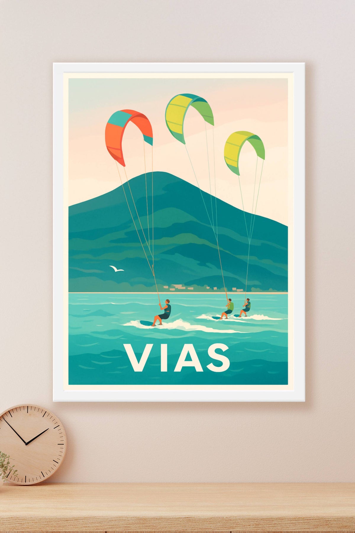 Affiche Vias — Les sensations du kitesurf au bord de la mer · poster d'art de Vias