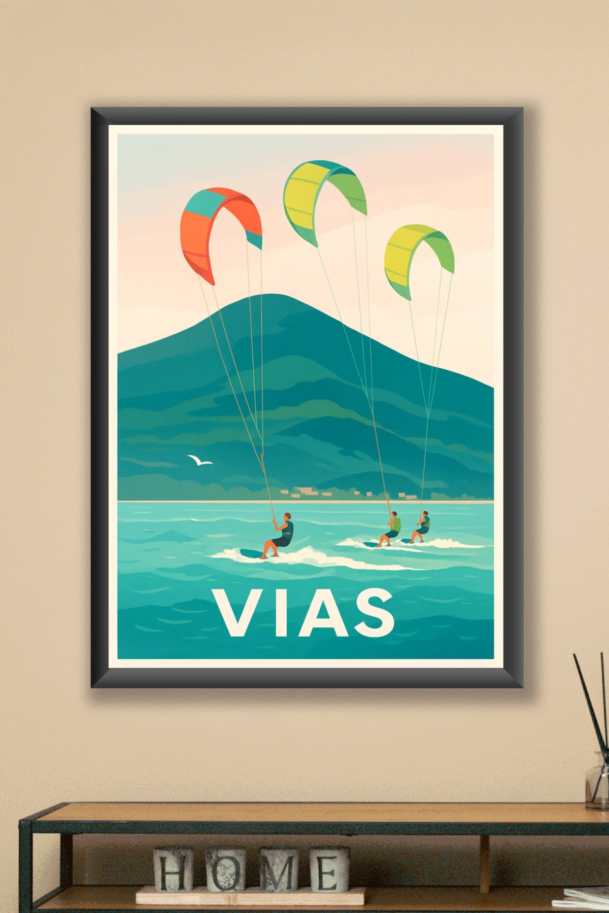 Affiche Vias — Les sensations du kitesurf au bord de la mer · poster d'art de Vias