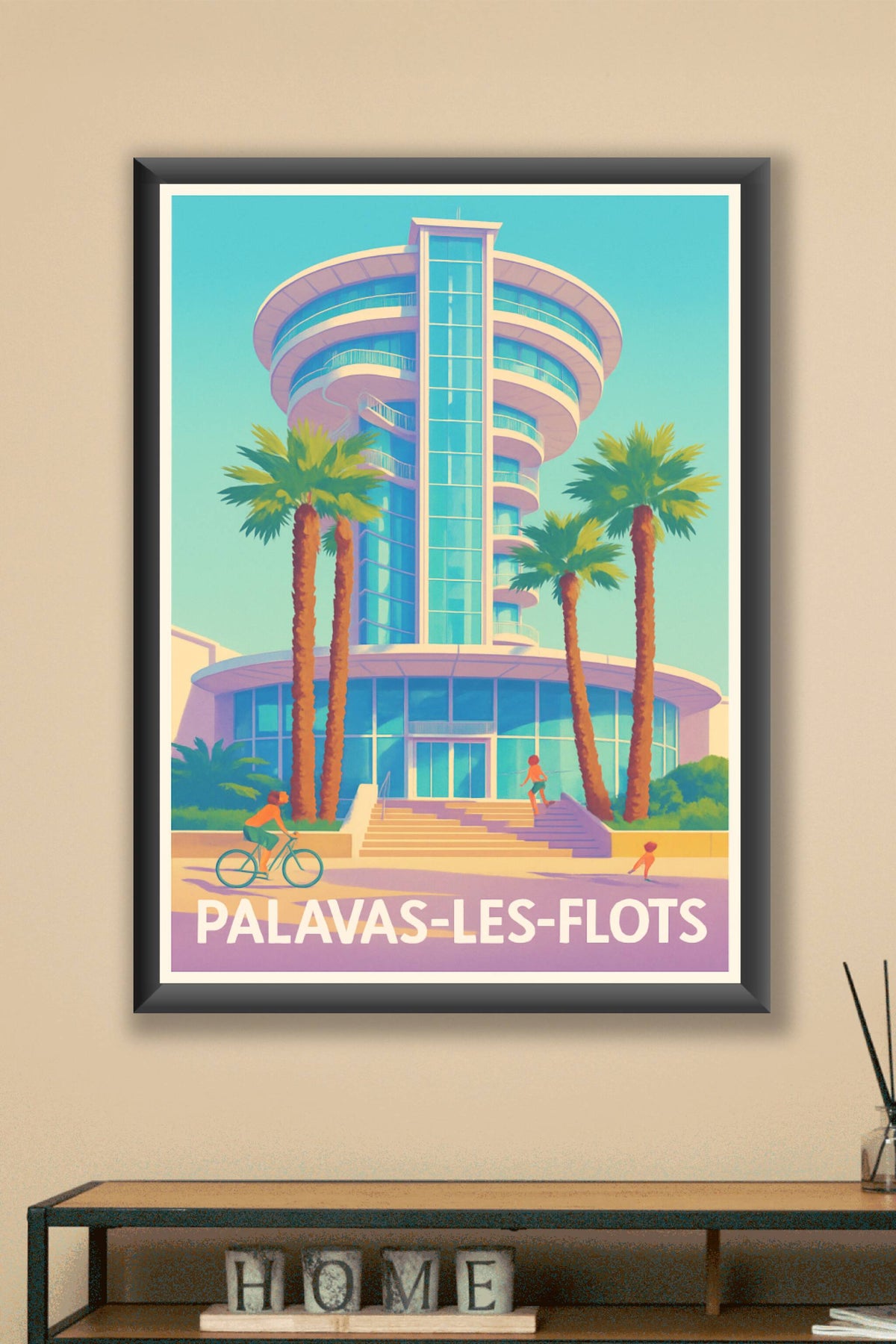 Affiche Palavas-les-Flots — L'architecture emblématique en bord de mer · poster d'art de Palavas-les-Flots