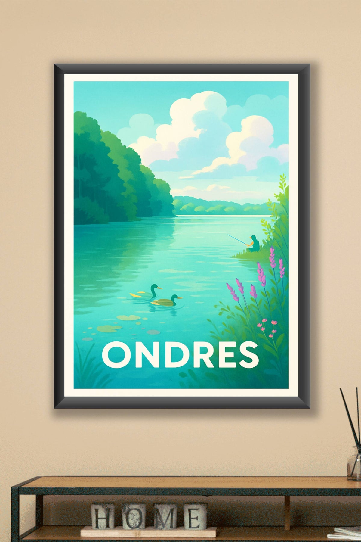 Affiche Ondres — Sérénité au bord de l'eau · poster d'art de Ondres