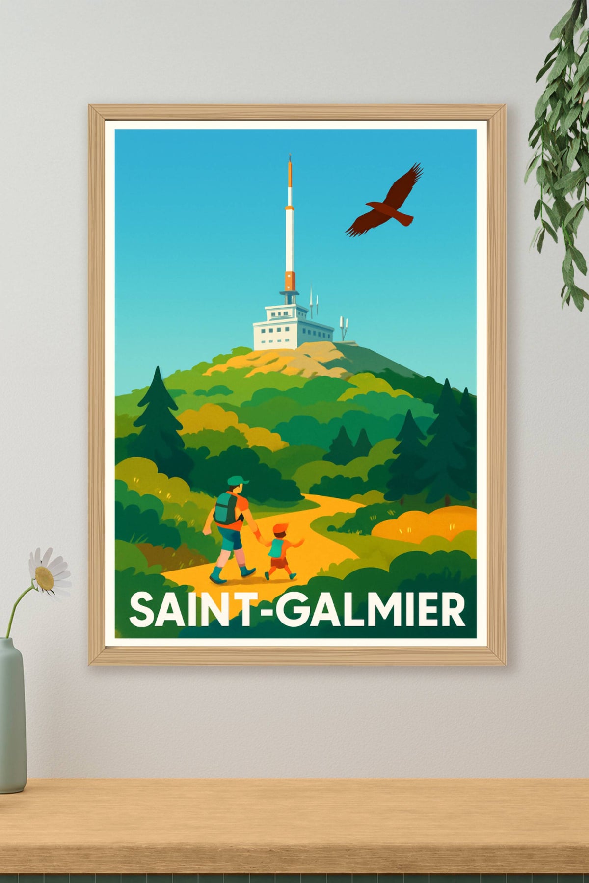 Affiche Saint-Galmier — Escapade nature et aventure en famille · poster d'art de Saint-Galmier
