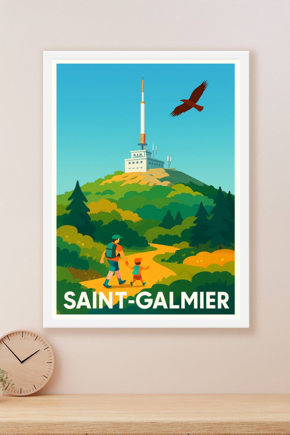 Affiche Saint-Galmier — Escapade nature et aventure en famille · poster d'art de Saint-Galmier