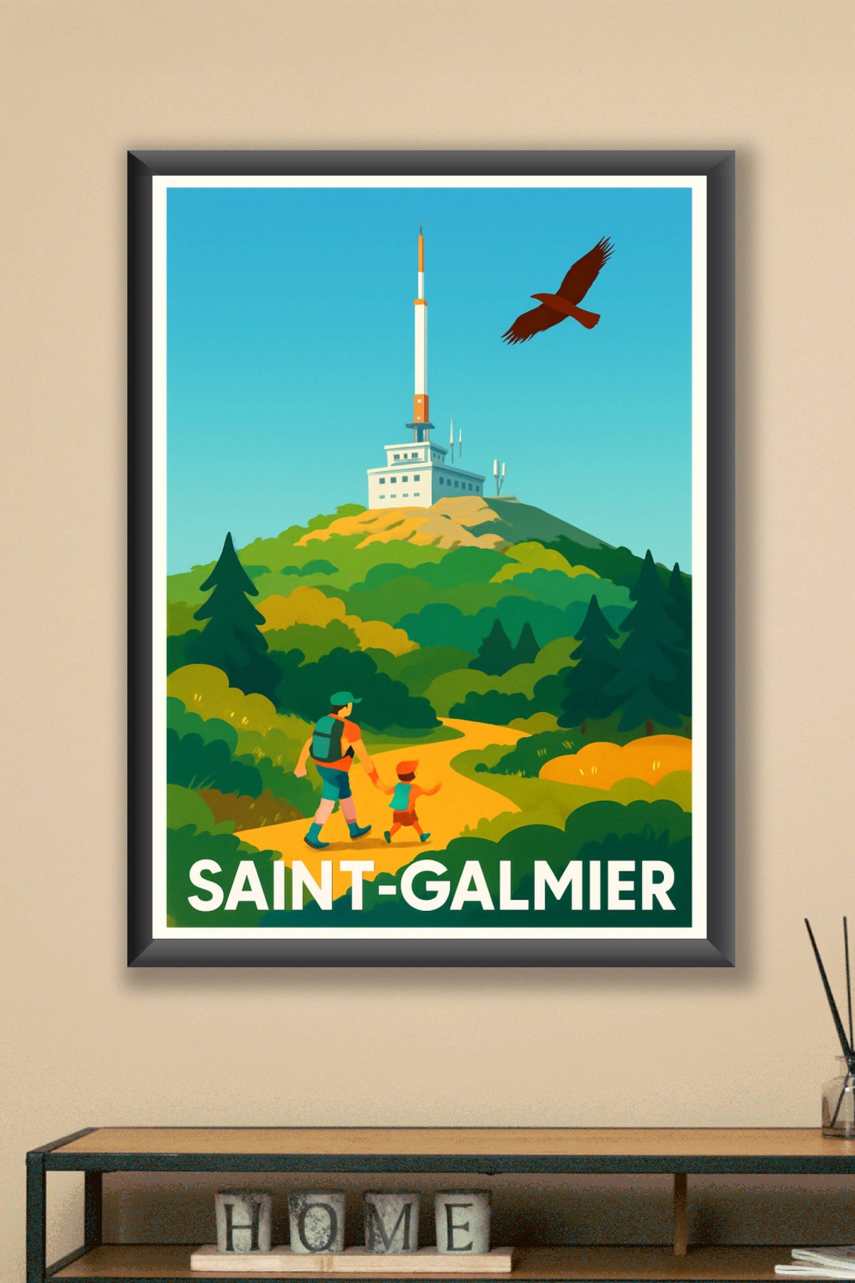 Affiche Saint-Galmier — Escapade nature et aventure en famille · poster d'art de Saint-Galmier