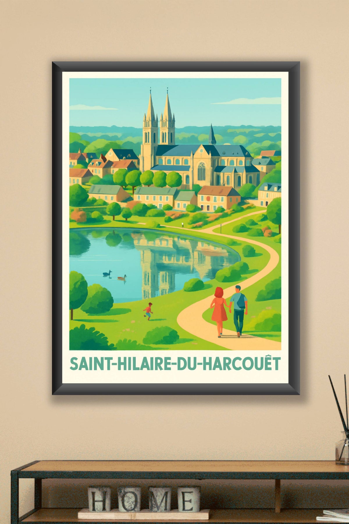 Affiche Saint-Hilaire-du-Harcouët — Charme et Sérénité Normande · poster d'art de Saint-Hilaire-du-Harcouët