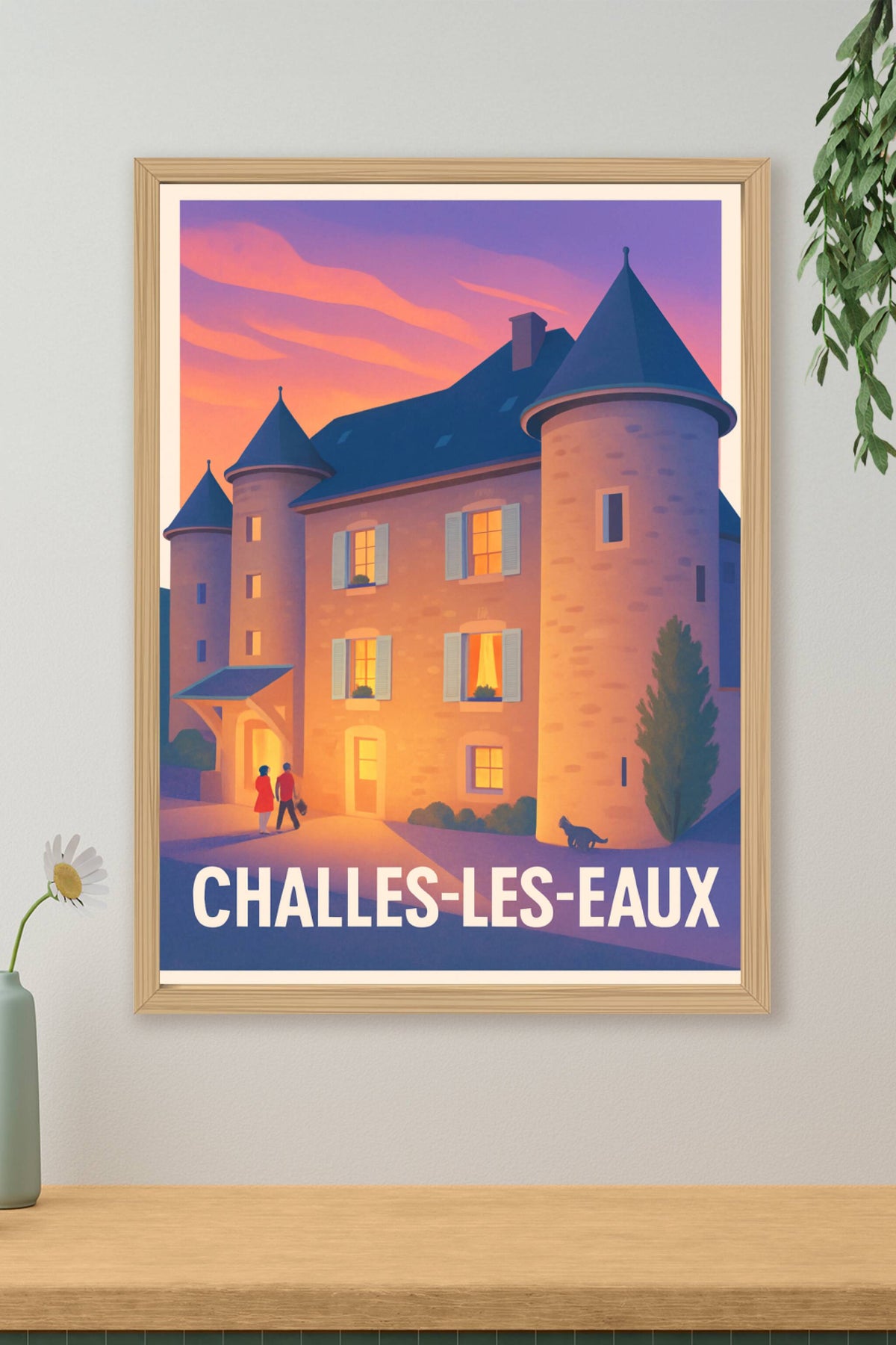 Affiche Challes-les-Eaux — Charme et douceur au crépuscule · poster d'art de Challes-les-Eaux