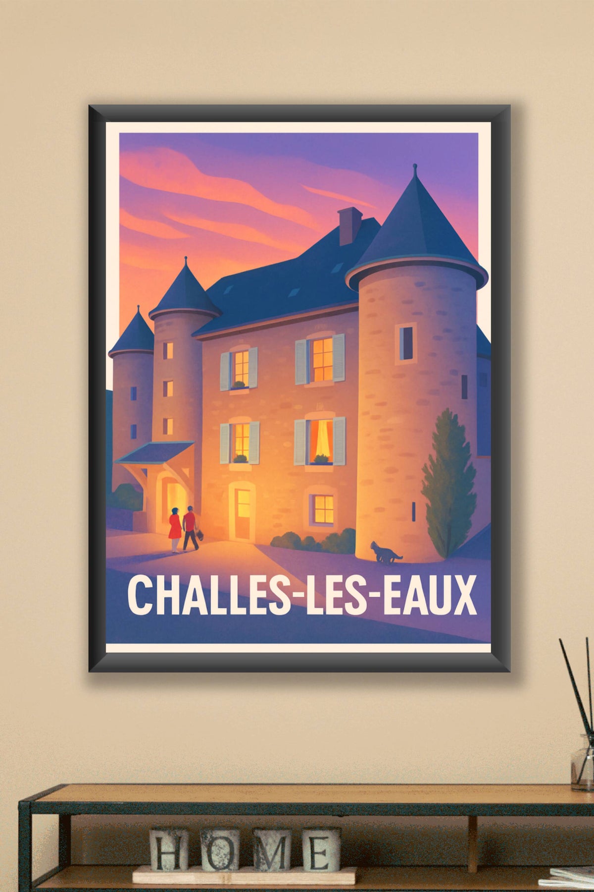 Affiche Challes-les-Eaux — Charme et douceur au crépuscule · poster d'art de Challes-les-Eaux