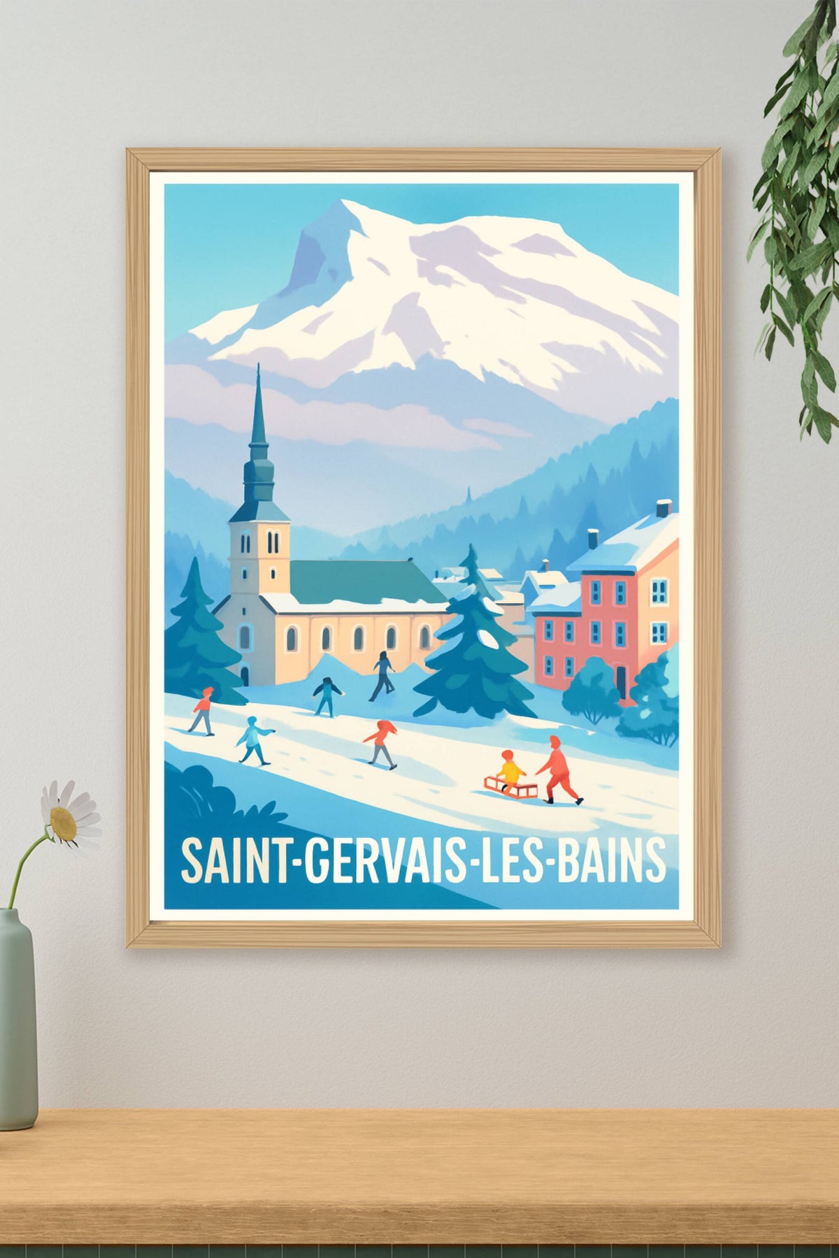 Affiche Saint-Gervais-les-Bains — L'hiver enchanteur au pied des montagnes · poster d'art de Saint-Gervais-les-Bains