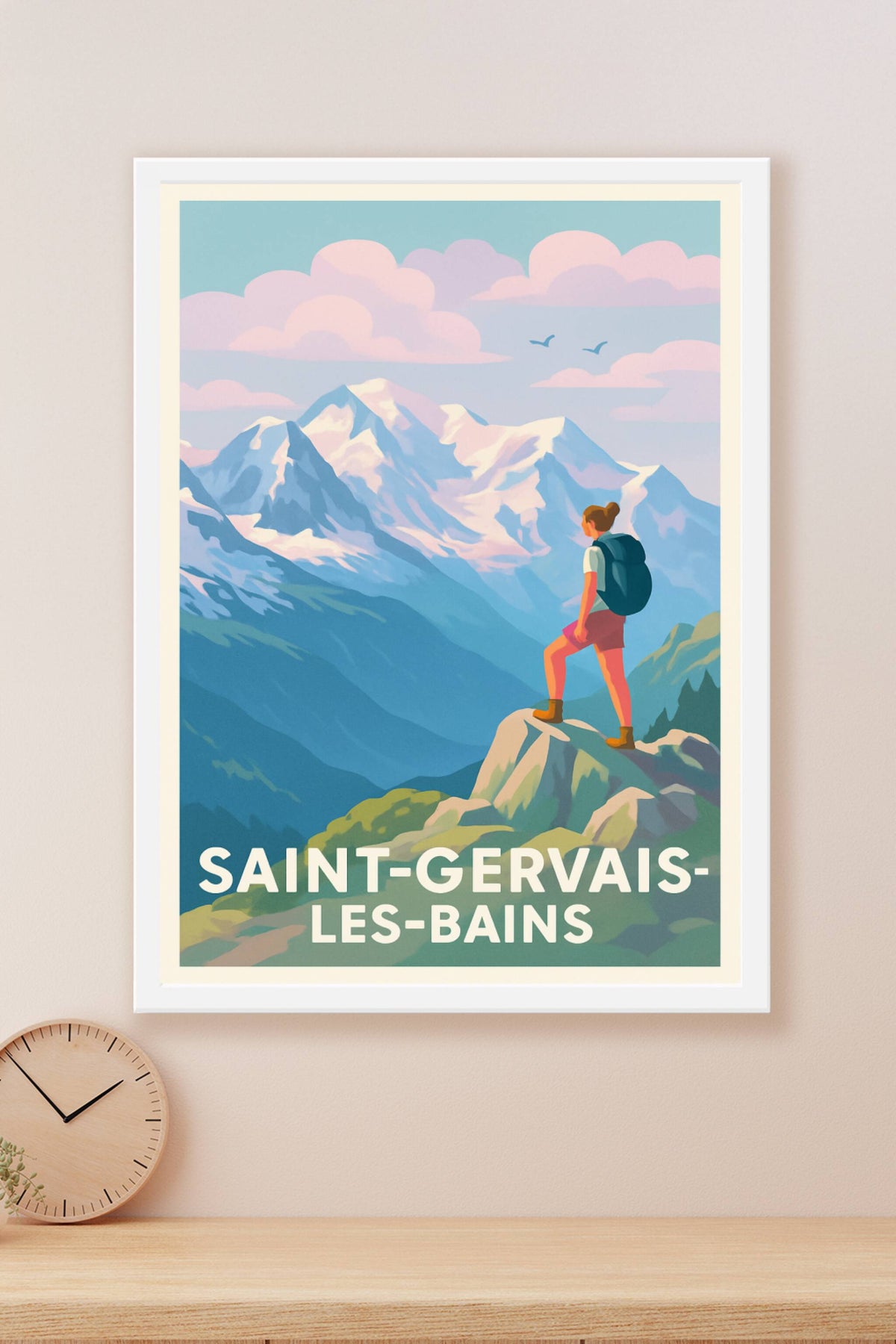 Affiche Saint-Gervais-les-Bains — L'appel des sommets majestueux · poster d'art de Saint-Gervais-les-Bains