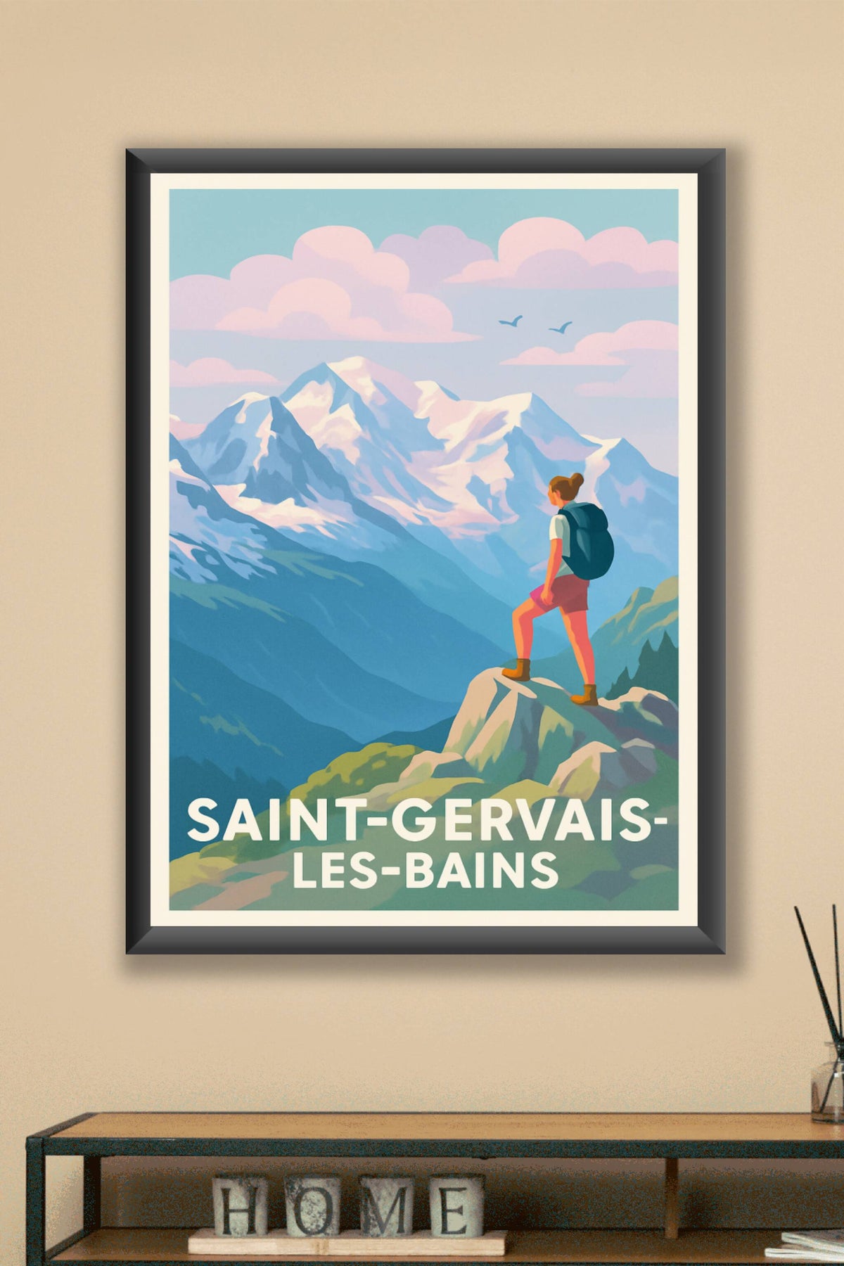 Affiche Saint-Gervais-les-Bains — L'appel des sommets majestueux · poster d'art de Saint-Gervais-les-Bains
