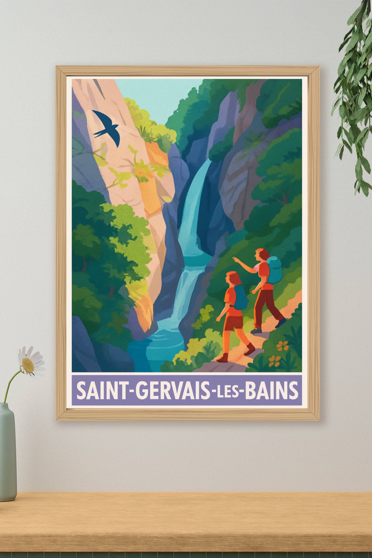 Affiche Saint-Gervais-les-Bains — Aventure et nature en montagne · poster d'art de Saint-Gervais-les-Bains
