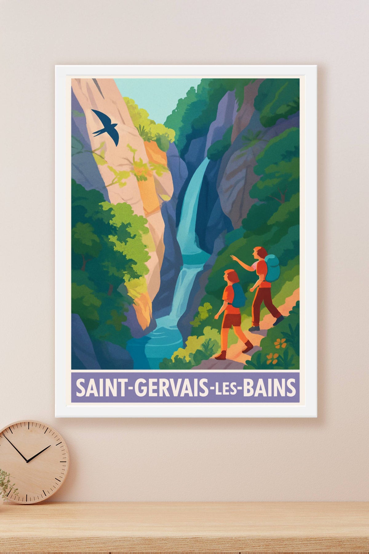 Affiche Saint-Gervais-les-Bains — Aventure et nature en montagne · poster d'art de Saint-Gervais-les-Bains