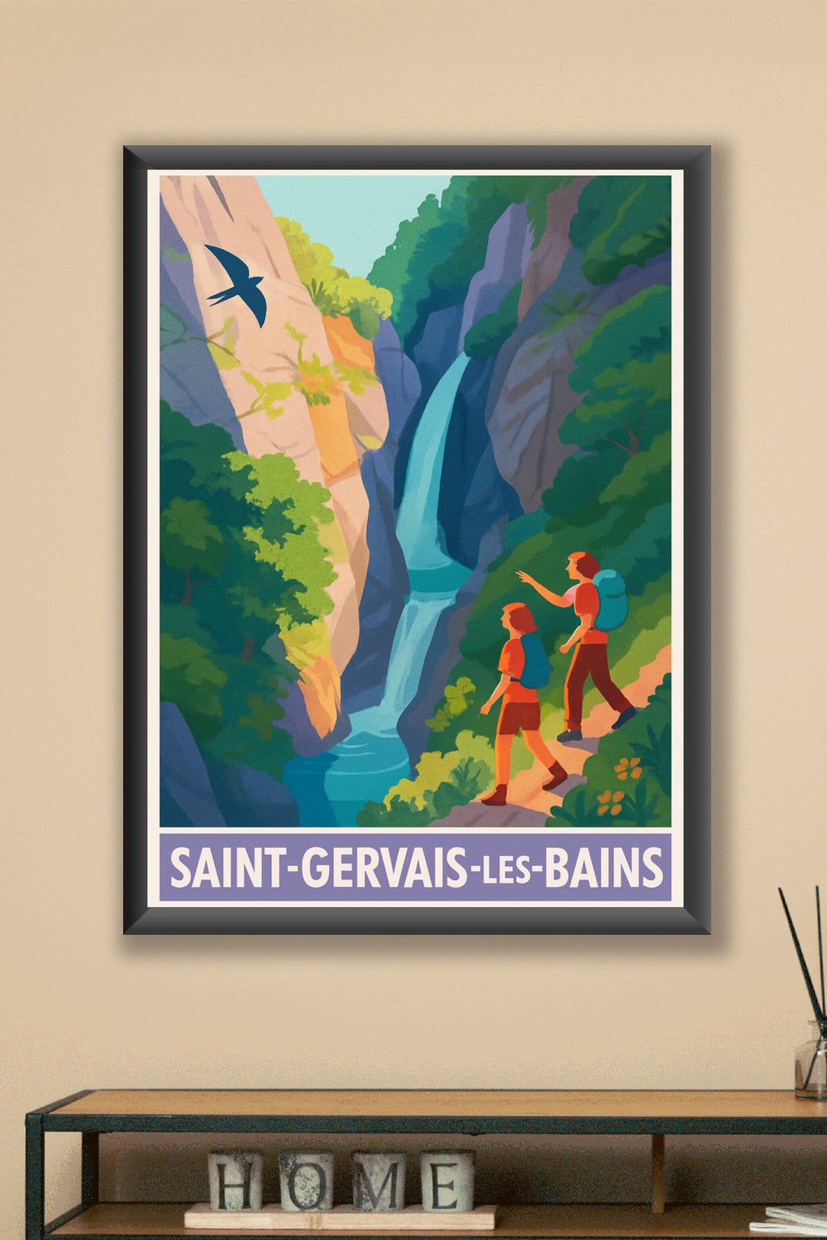 Affiche Saint-Gervais-les-Bains — Aventure et nature en montagne · poster d'art de Saint-Gervais-les-Bains