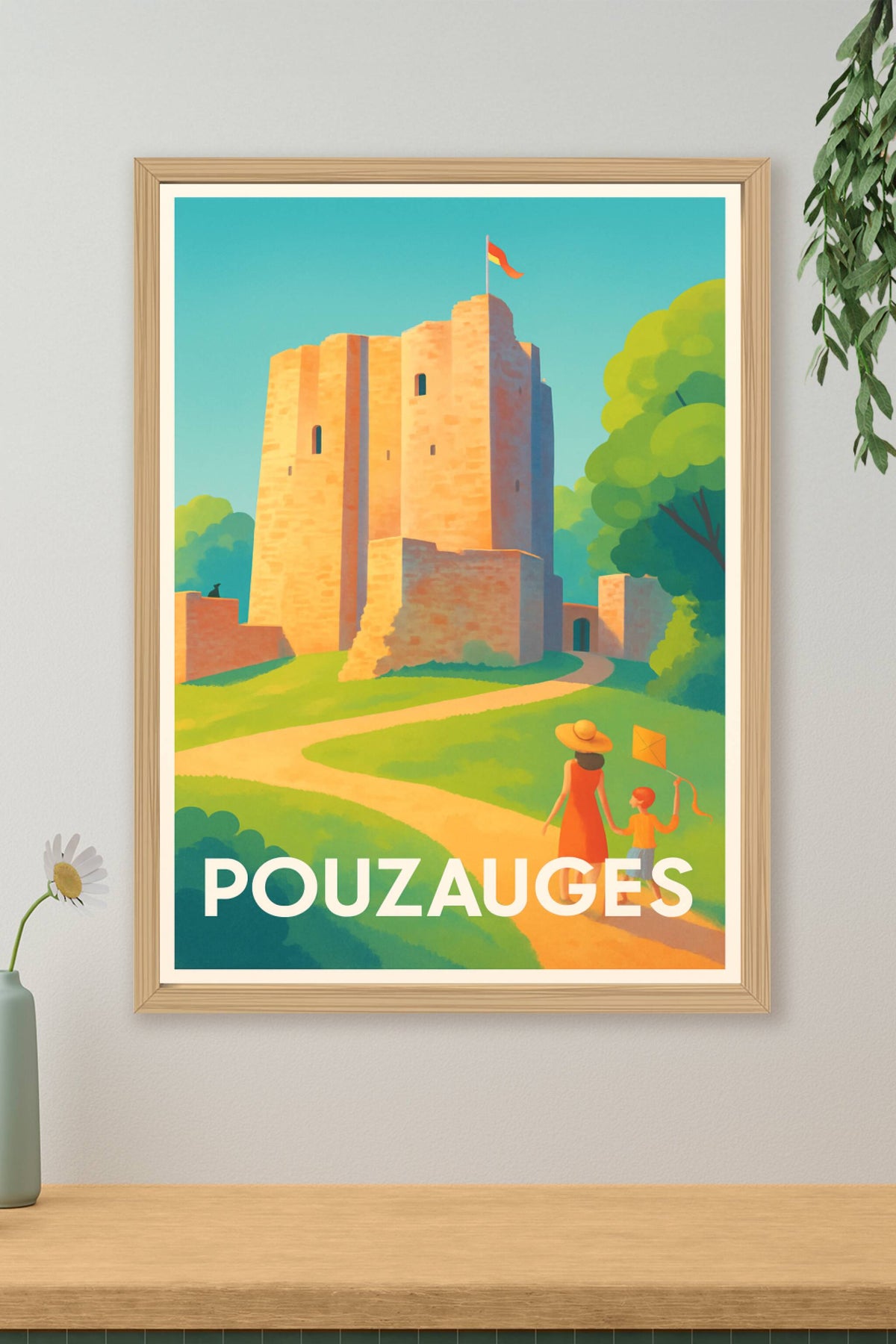 Affiche Pouzauges — Charme historique et douce promenade · poster d'art de Pouzauges