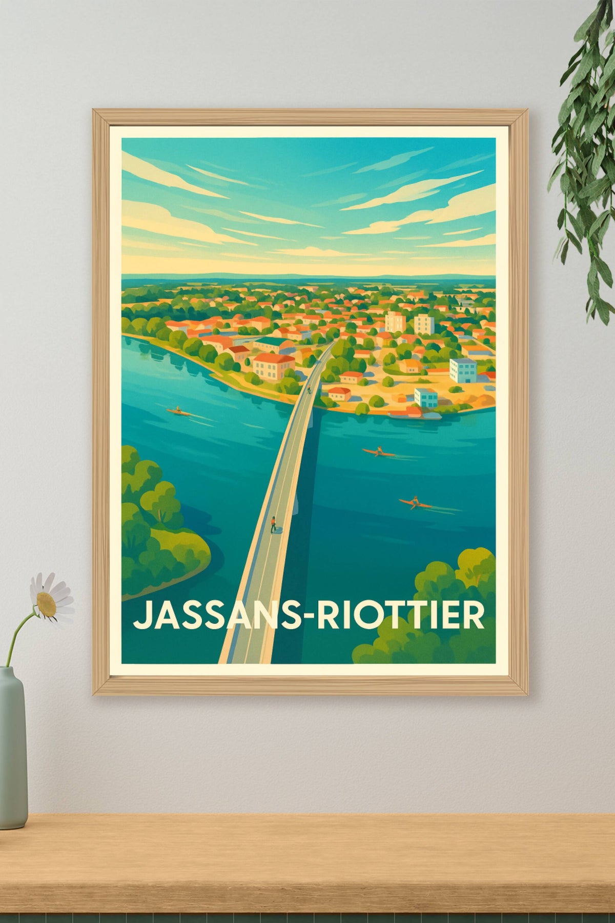 Affiche Jassans-Riottier — Une échappée douce au fil de l'eau · poster d'art de Jassans-Riottier