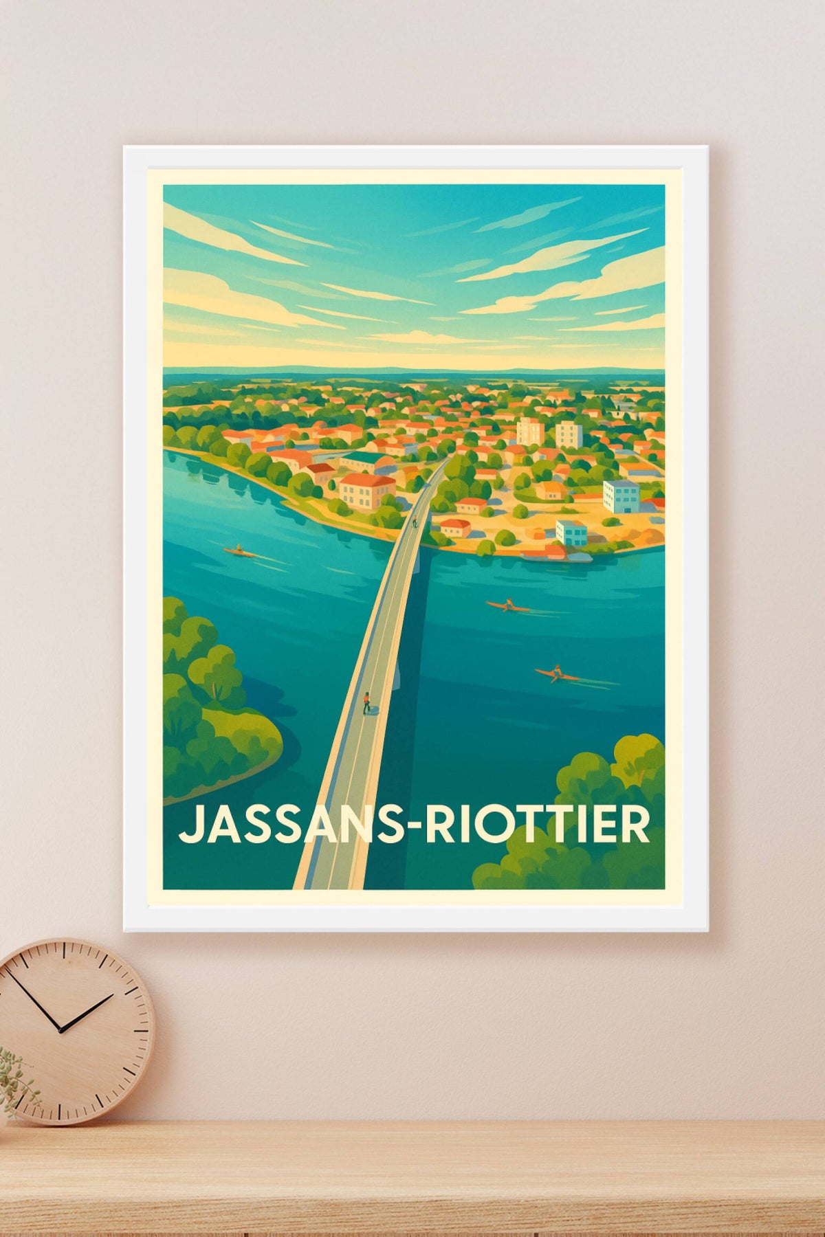 Affiche Jassans-Riottier — Une échappée douce au fil de l'eau · poster d'art de Jassans-Riottier