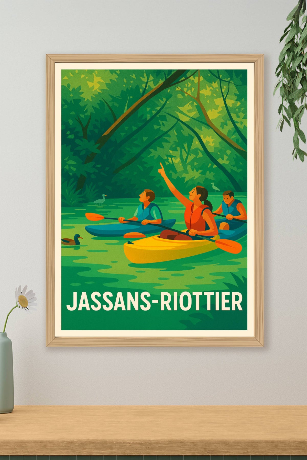 Affiche Jassans-Riottier — Évasion Nature et Aventure en Canoë · poster d'art de Jassans-Riottier
