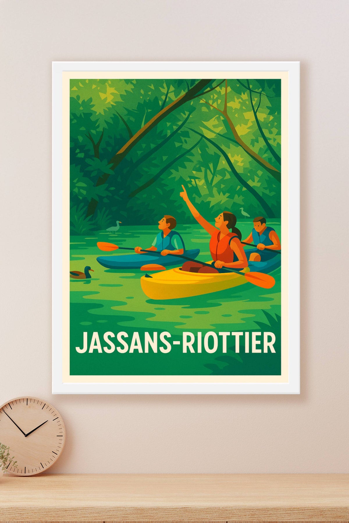Affiche Jassans-Riottier — Évasion Nature et Aventure en Canoë · poster d'art de Jassans-Riottier