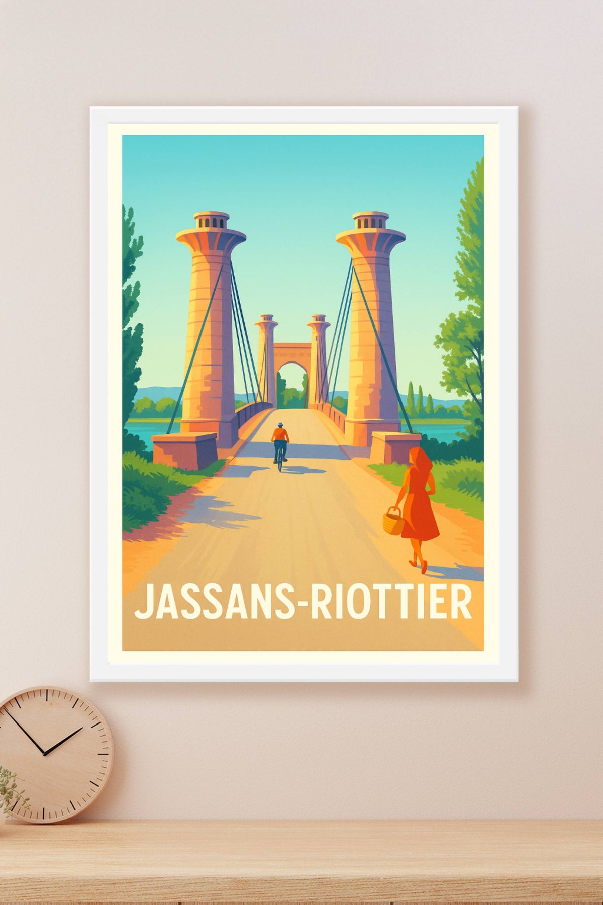 Affiche Jassans-Riottier — Charme et sérénité au pont historique · poster d'art de Jassans-Riottier