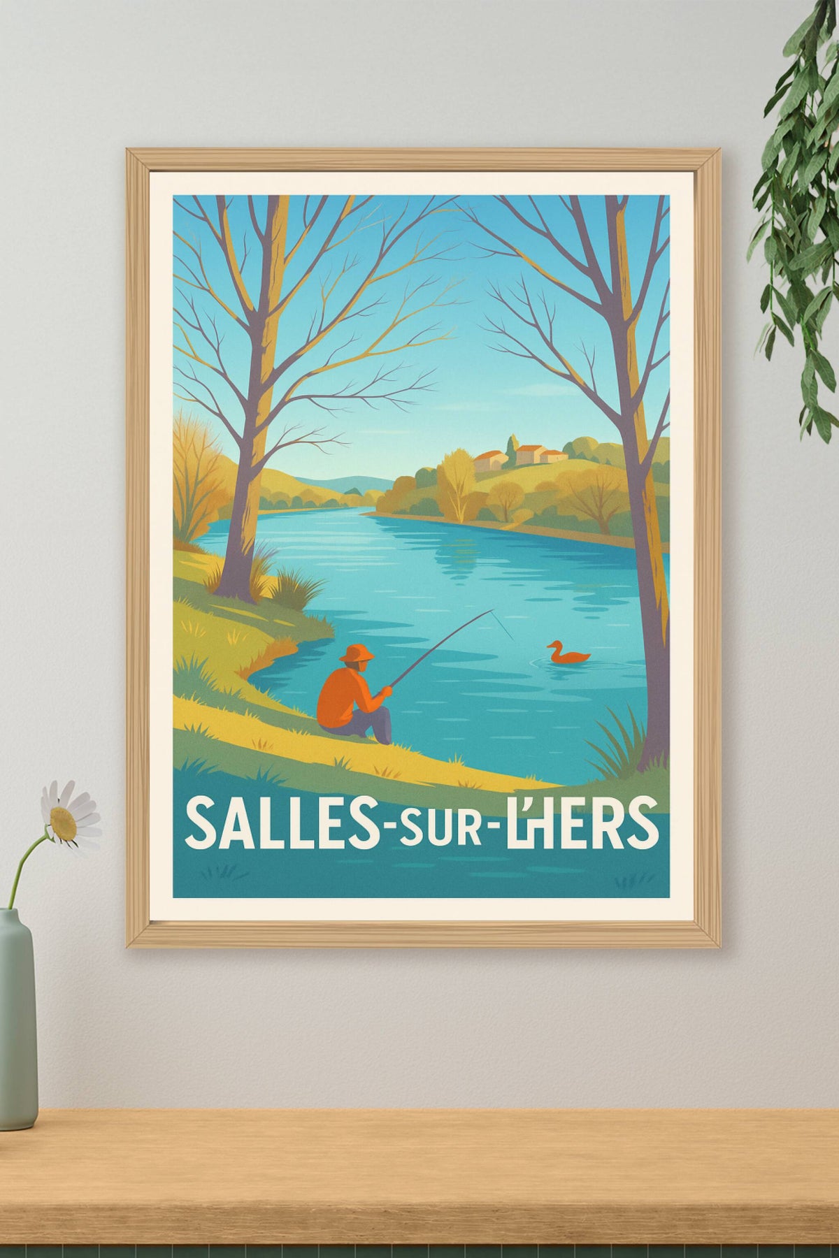 Affiche Salles-sur-l'Hers — Évasion paisible au fil de l'eau · poster d'art de Salles-sur-l'Hers