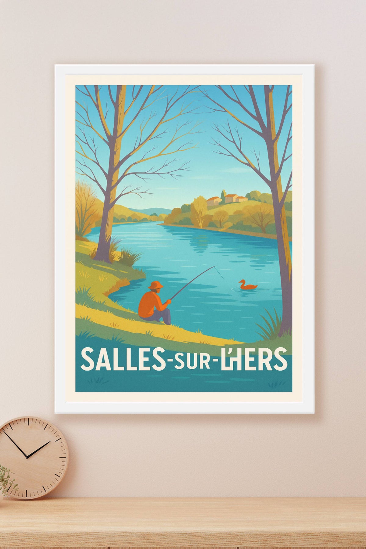 Affiche Salles-sur-l'Hers — Évasion paisible au fil de l'eau · poster d'art de Salles-sur-l'Hers