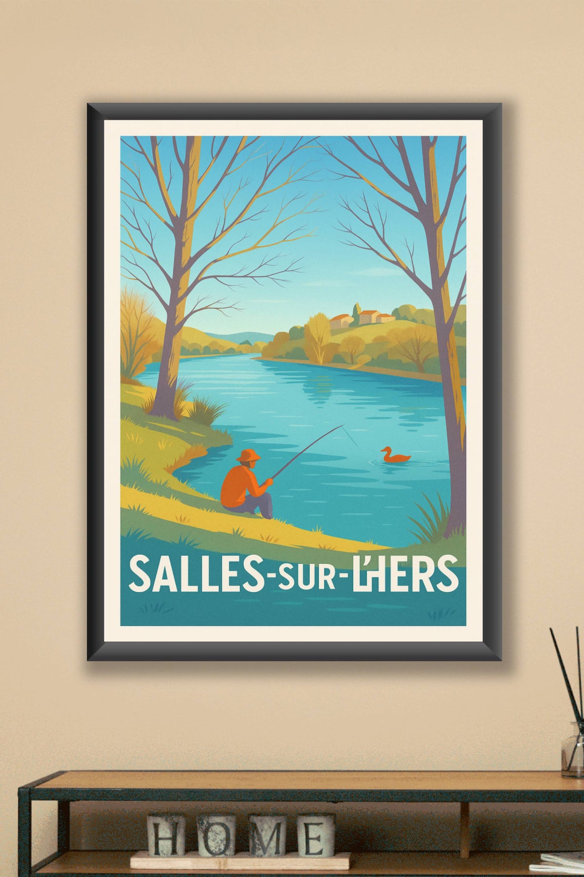Affiche Salles-sur-l'Hers — Évasion paisible au fil de l'eau · poster d'art de Salles-sur-l'Hers