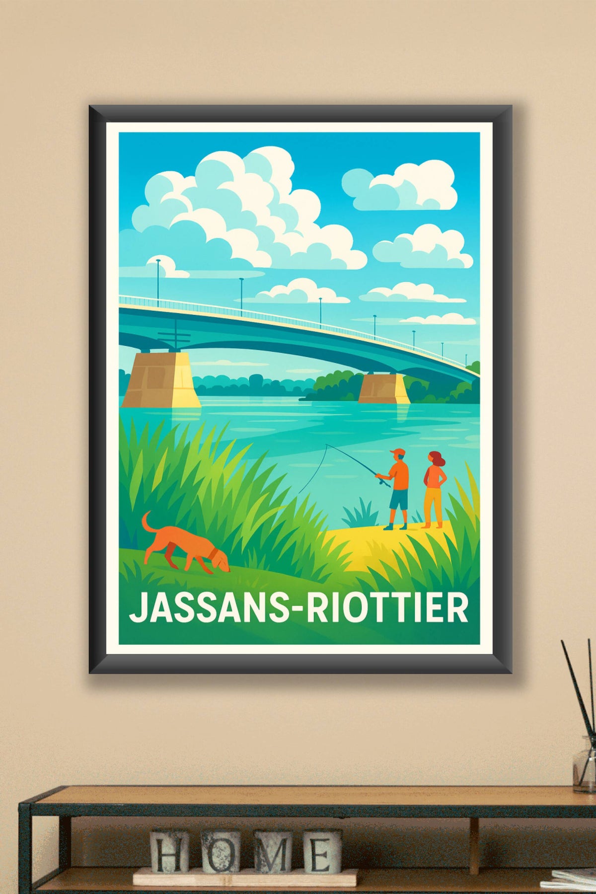 Affiche Jassans-Riottier — Plénitude au bord de l'eau · poster d'art de Jassans-Riottier