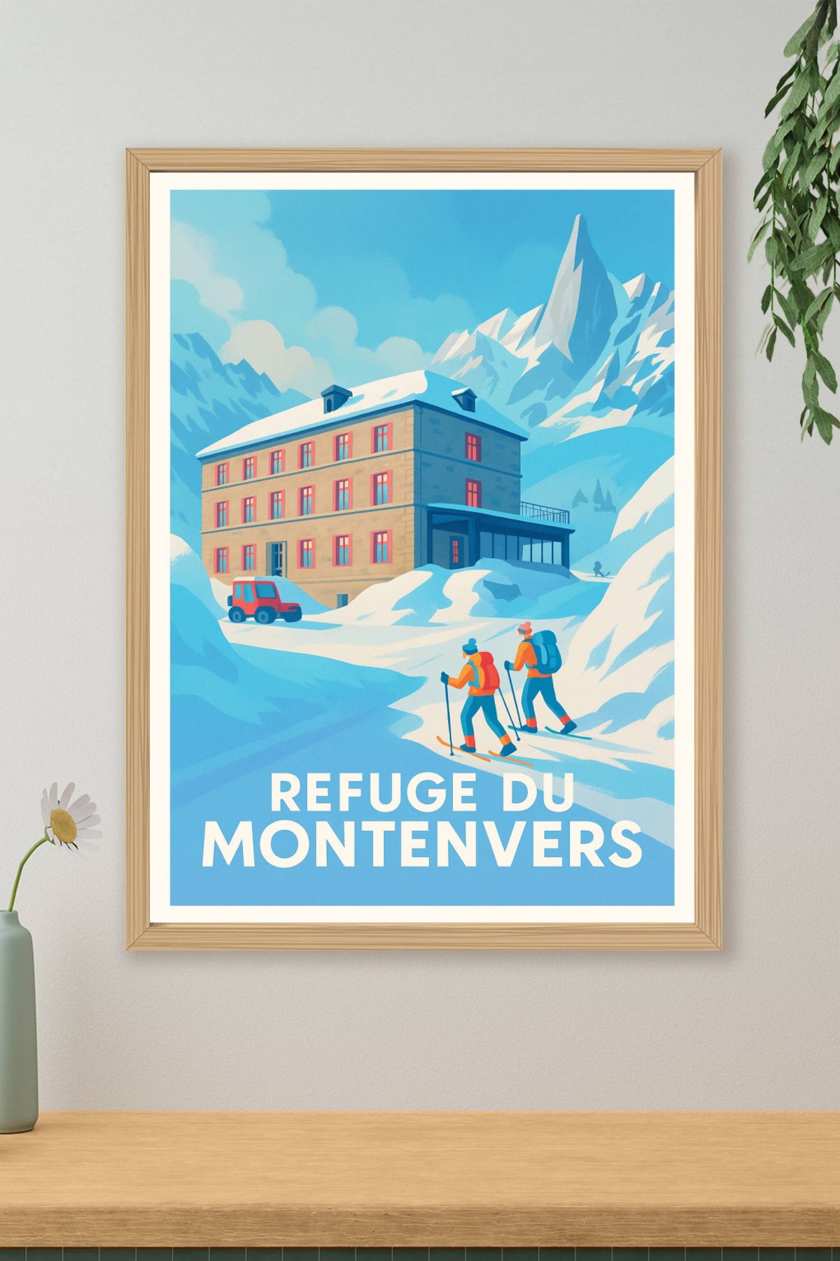 Affiche Refuge du Montenvers — L'appel de la montagne enneigée · poster d'art de Refuge du Montenvers