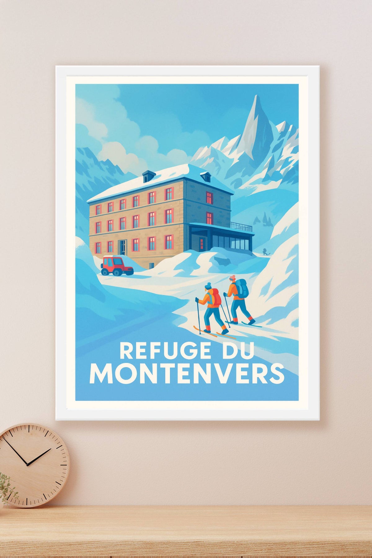Affiche Refuge du Montenvers — L'appel de la montagne enneigée · poster d'art de Refuge du Montenvers