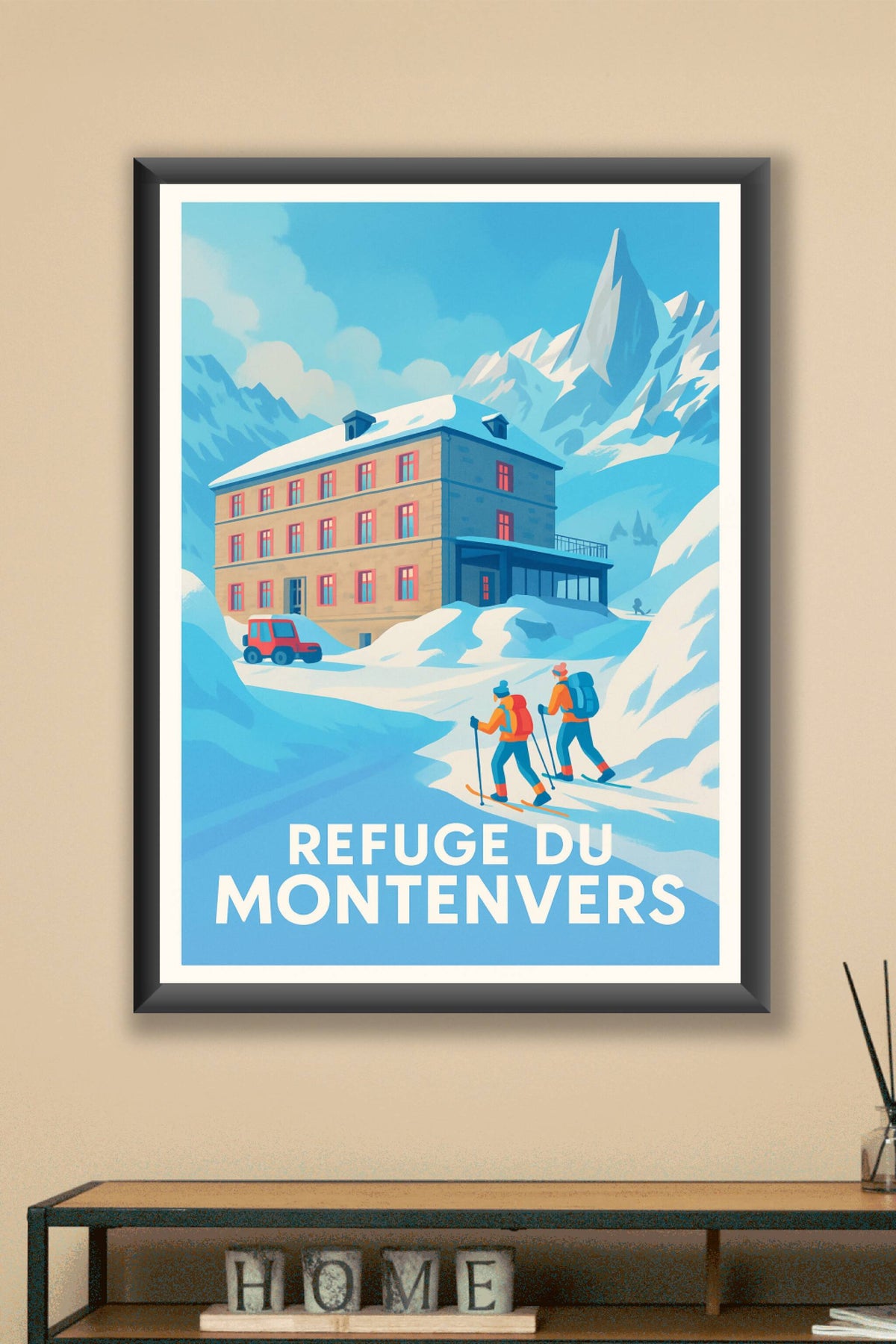 Affiche Refuge du Montenvers — L'appel de la montagne enneigée · poster d'art de Refuge du Montenvers