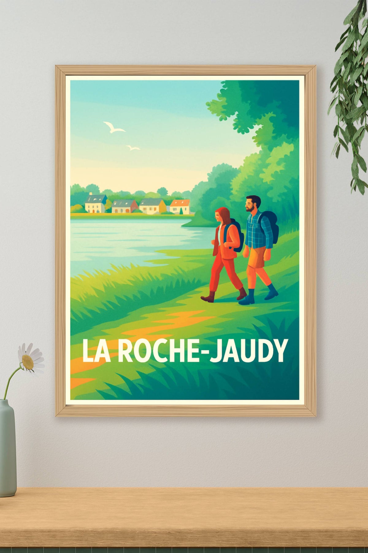 Affiche La Roche-Jaudy — Promenade au bord de l'eau · poster d'art de La Roche-Jaudy