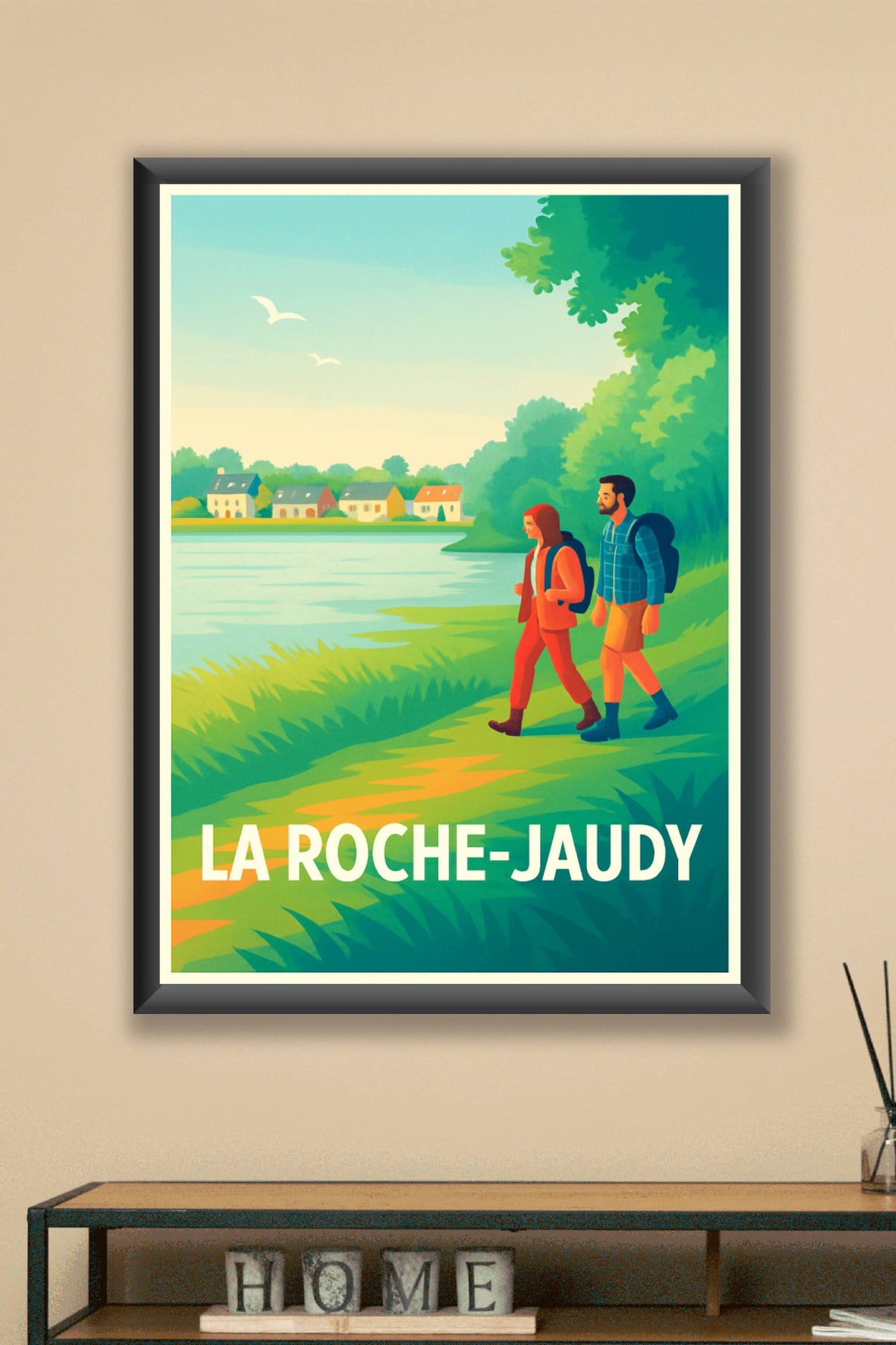 Affiche La Roche-Jaudy — Promenade au bord de l'eau · poster d'art de La Roche-Jaudy