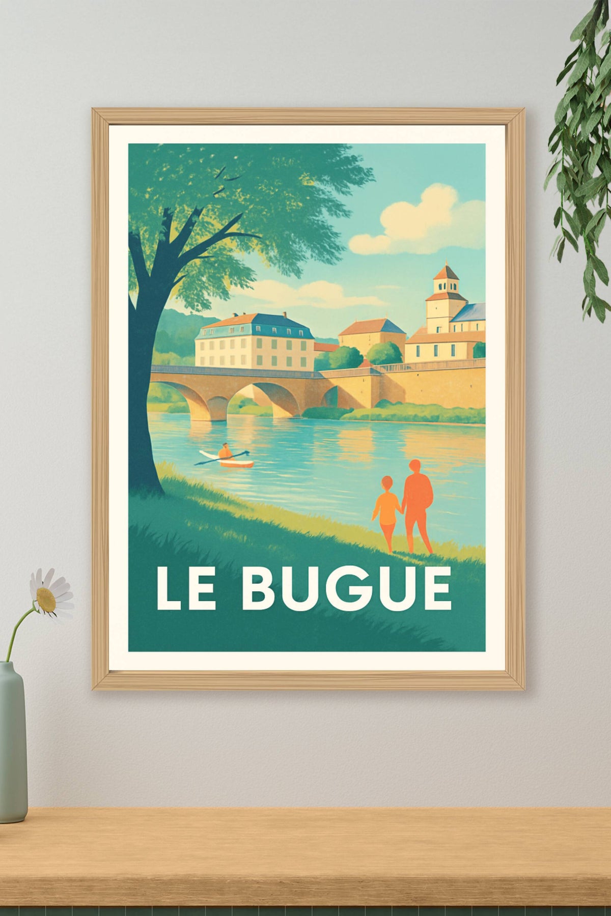 Affiche Le Bugue — Escapade paisible au fil de la rivière · poster d'art de Le Bugue