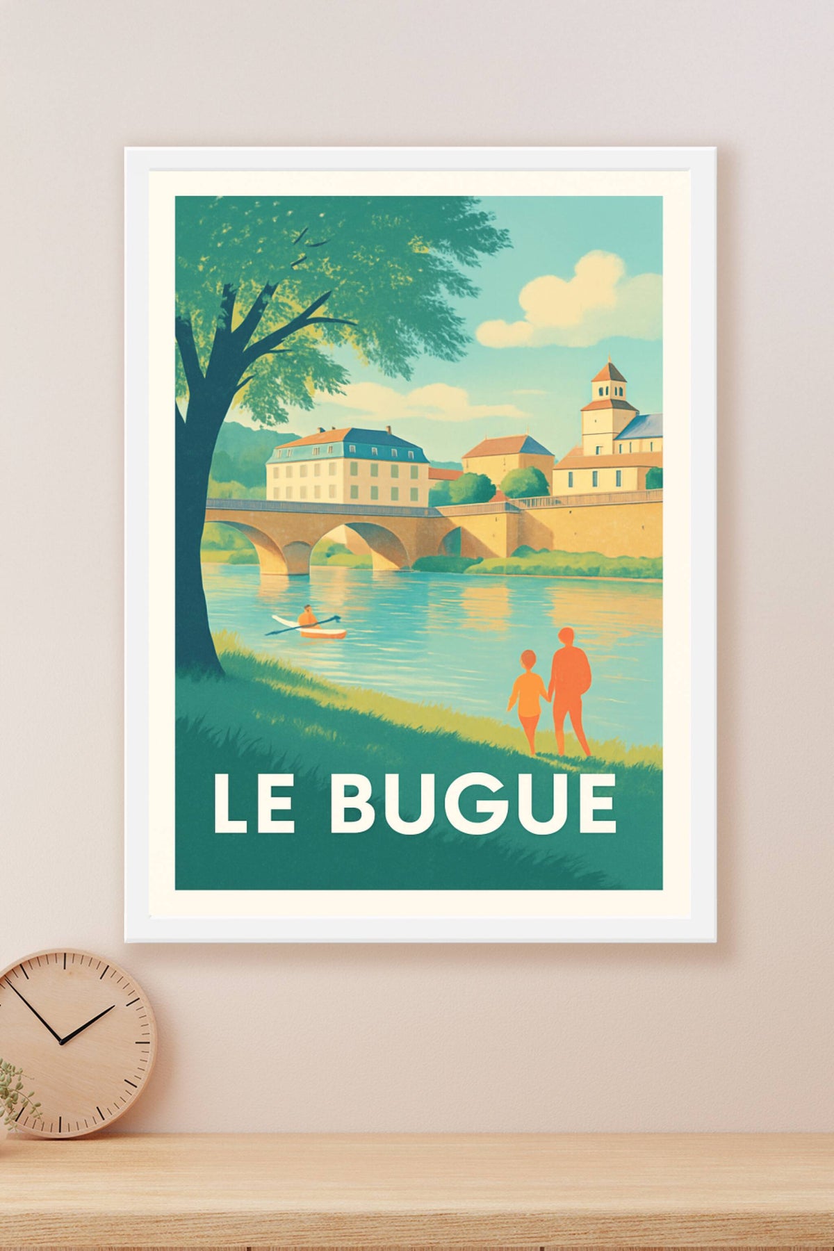 Affiche Le Bugue — Escapade paisible au fil de la rivière · poster d'art de Le Bugue