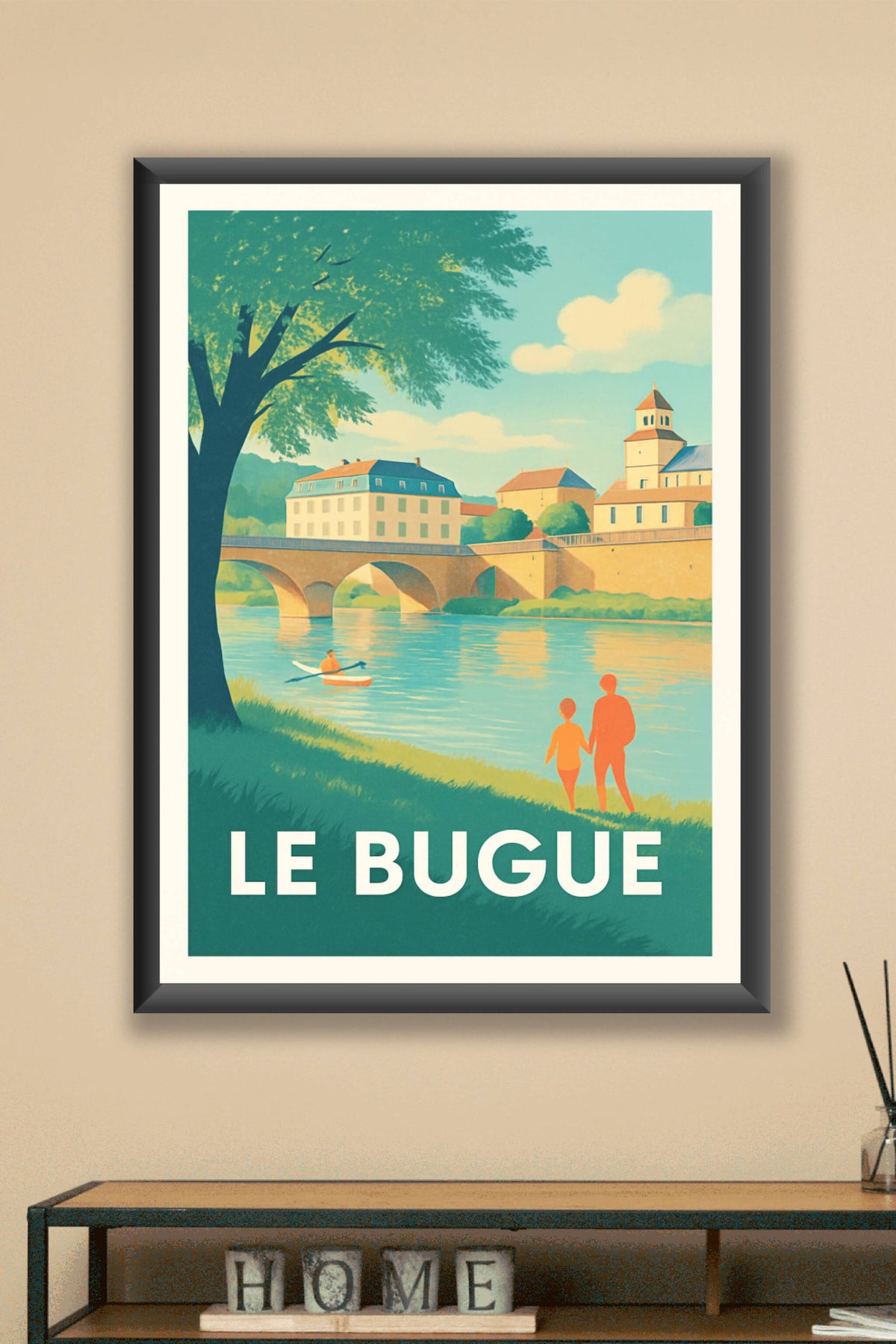 Affiche Le Bugue — Escapade paisible au fil de la rivière · poster d'art de Le Bugue