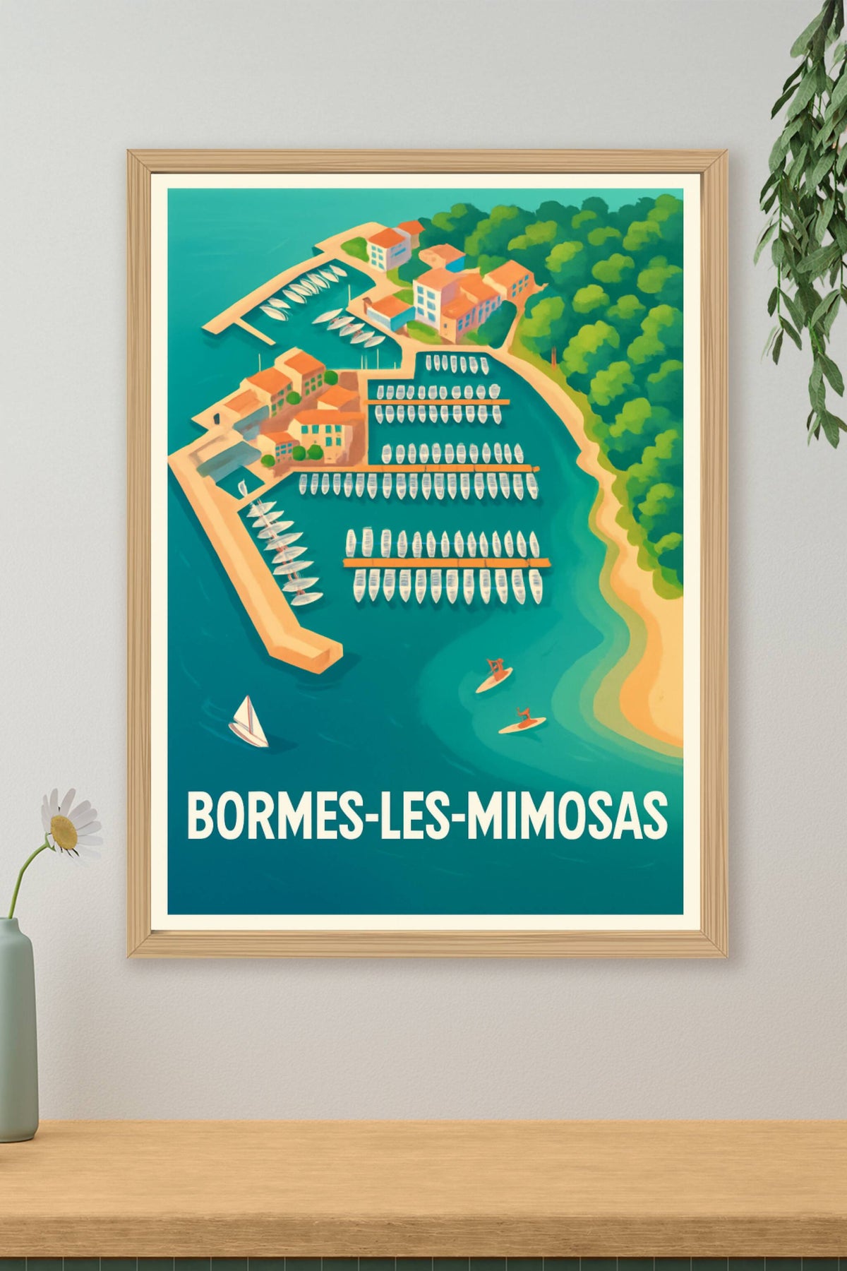 Affiche Bormes-les-Mimosas — Escapade marine en Méditerranée · poster d'art de Bormes-les-Mimosas