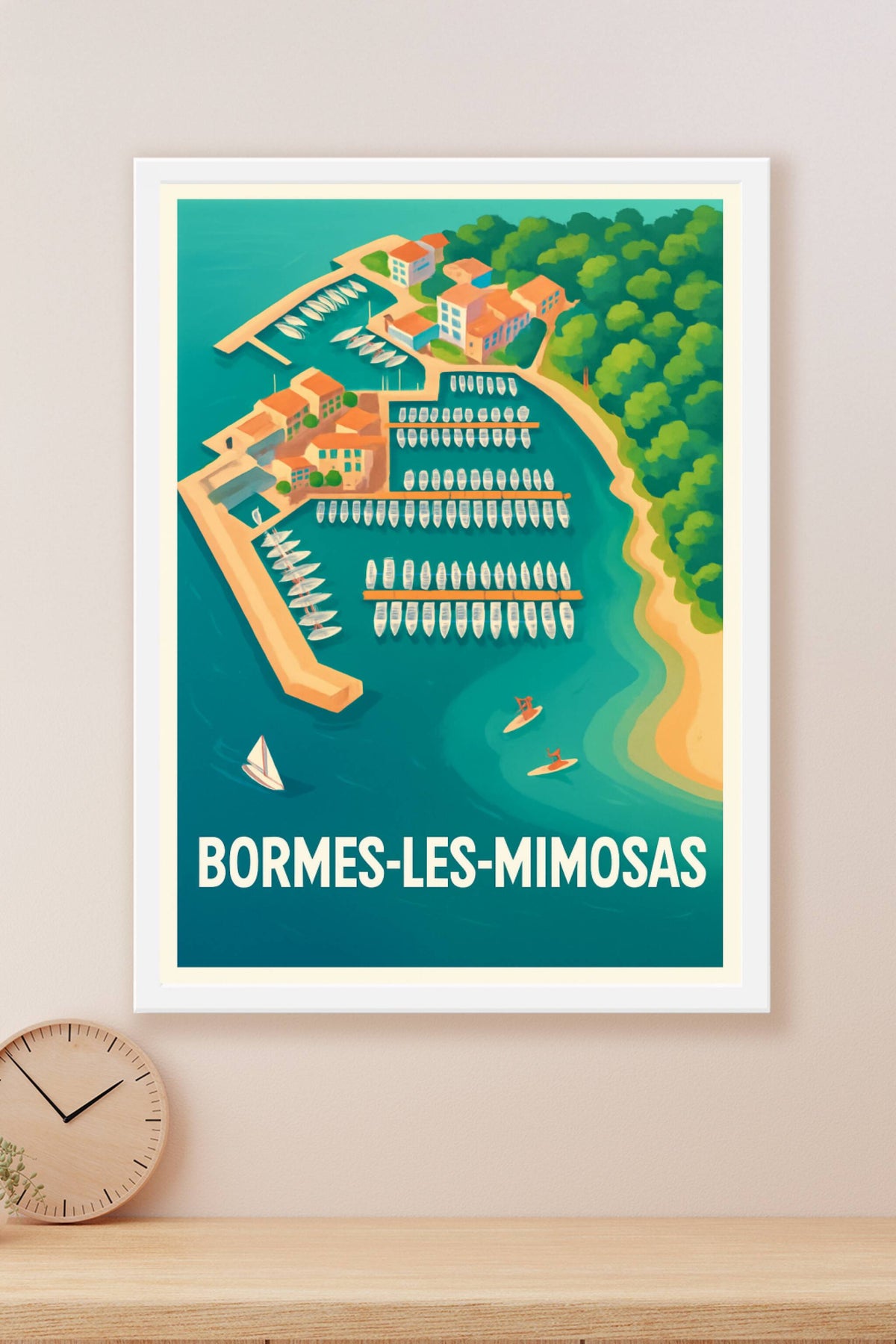 Affiche Bormes-les-Mimosas — Escapade marine en Méditerranée · poster d'art de Bormes-les-Mimosas